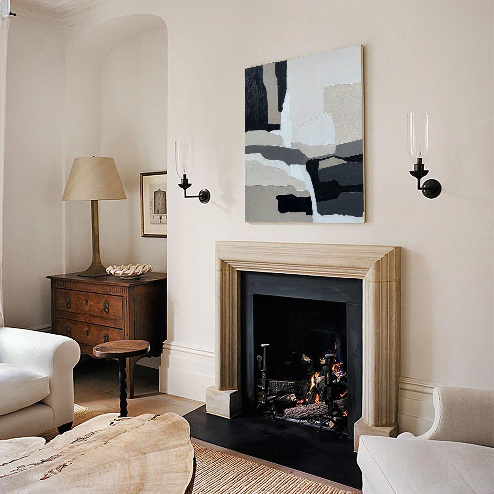 Black And Grey Abstract Painting