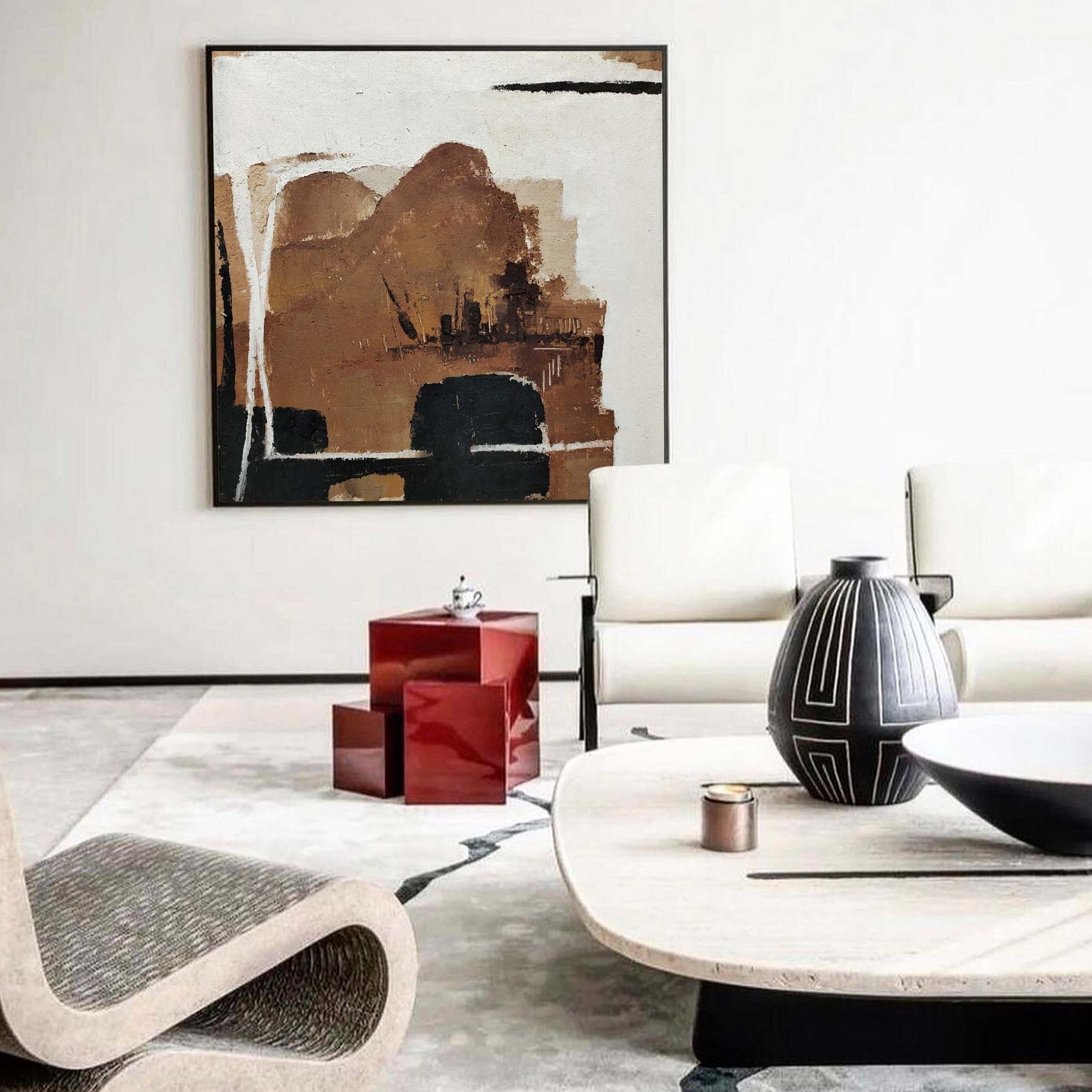 Black And Brown Minimalist Painting