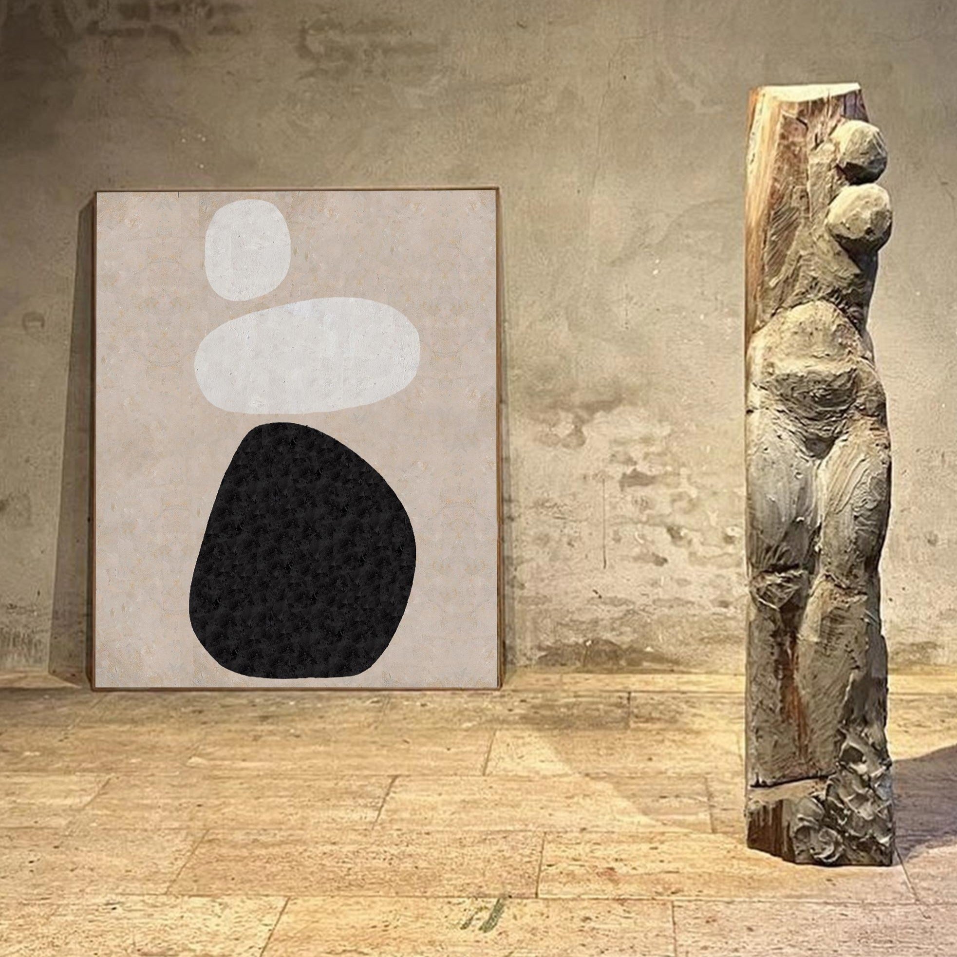 Beige Minimalist Abstract Painting