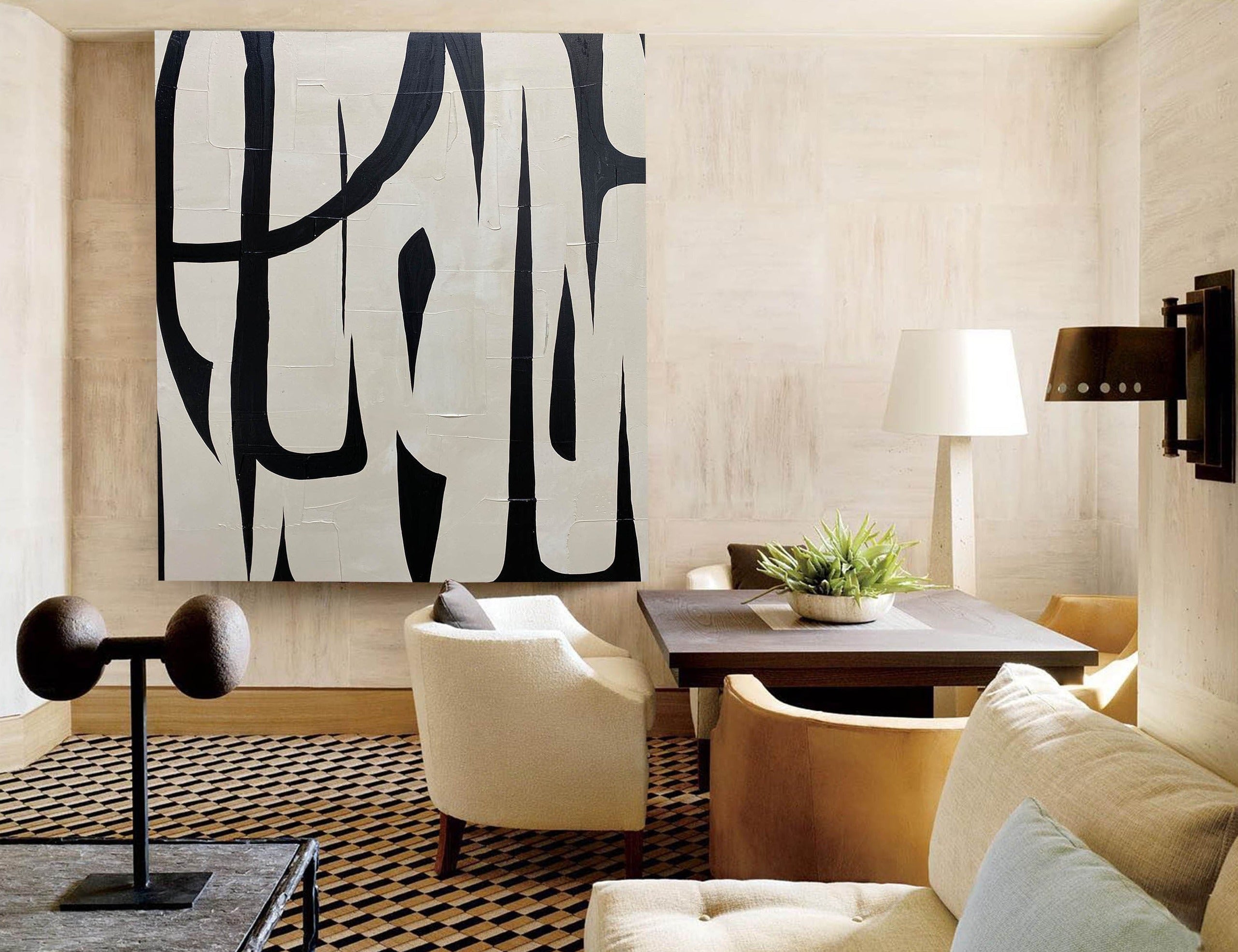 Black And White Abstract Painting