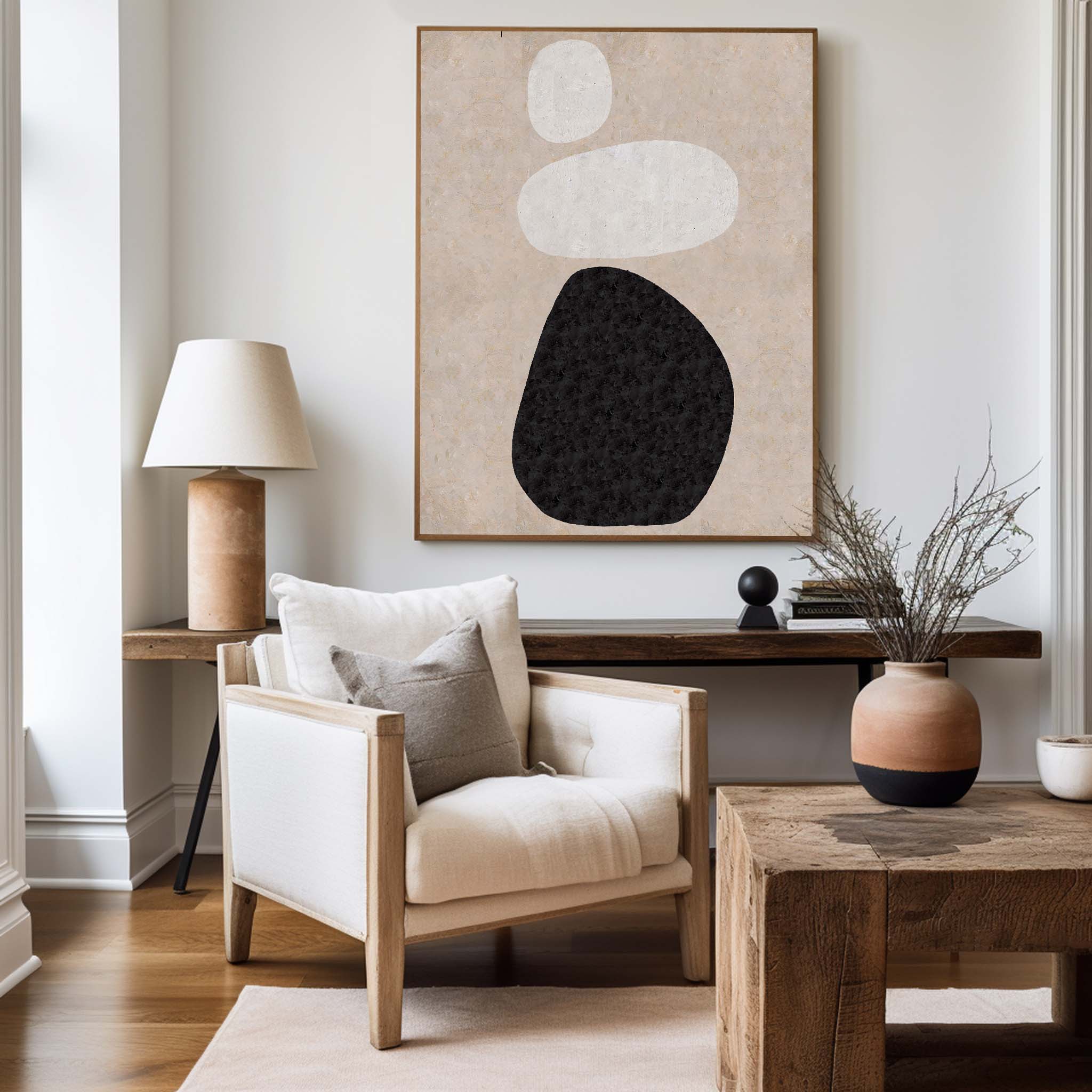 Beige Minimalist Abstract Painting