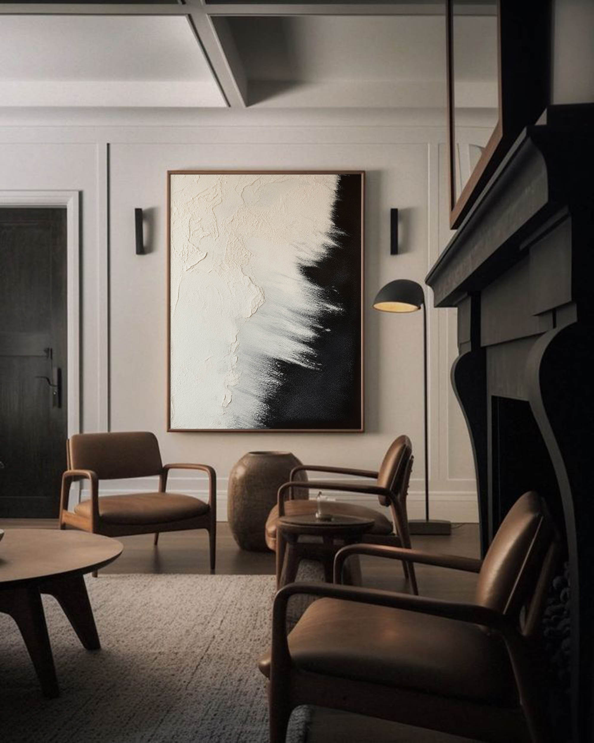 Black And Beige Seascape Painting