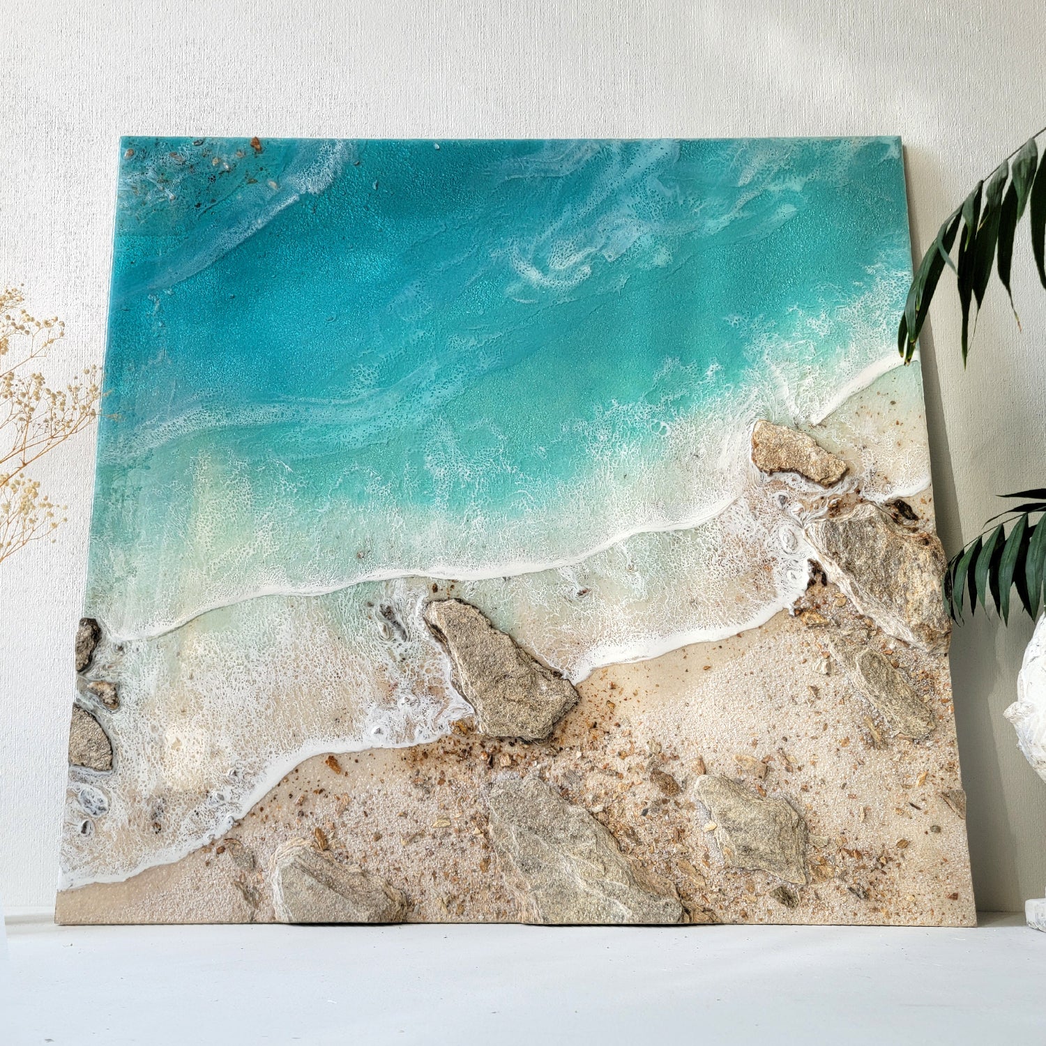 3d sea art Ocean shore resin art Seascape Wall decor