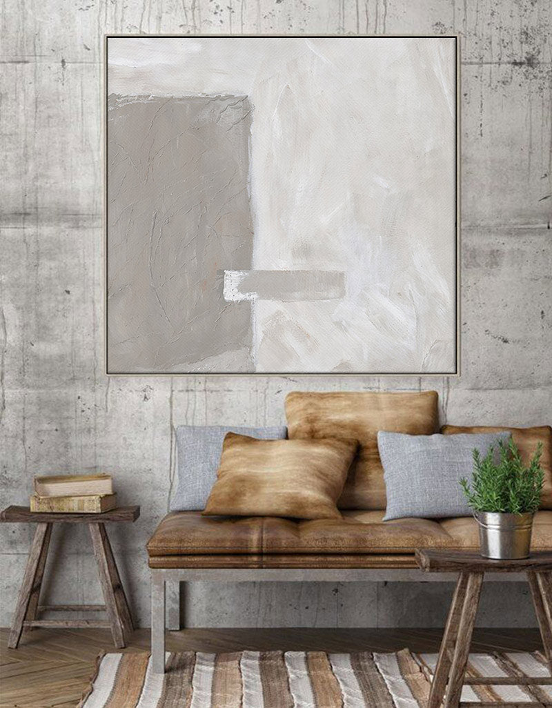 Brown White Minimalist Abstract Art