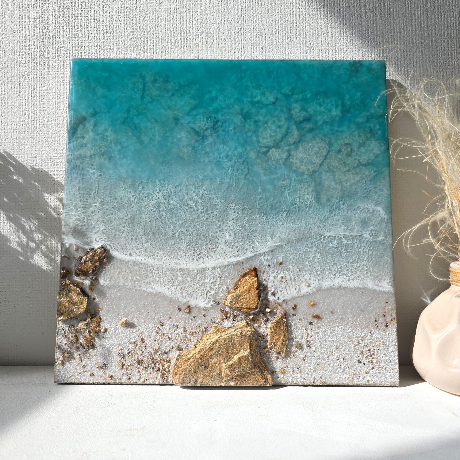 Ocean Resin Art: Seascape Wave Painting Wall Decor