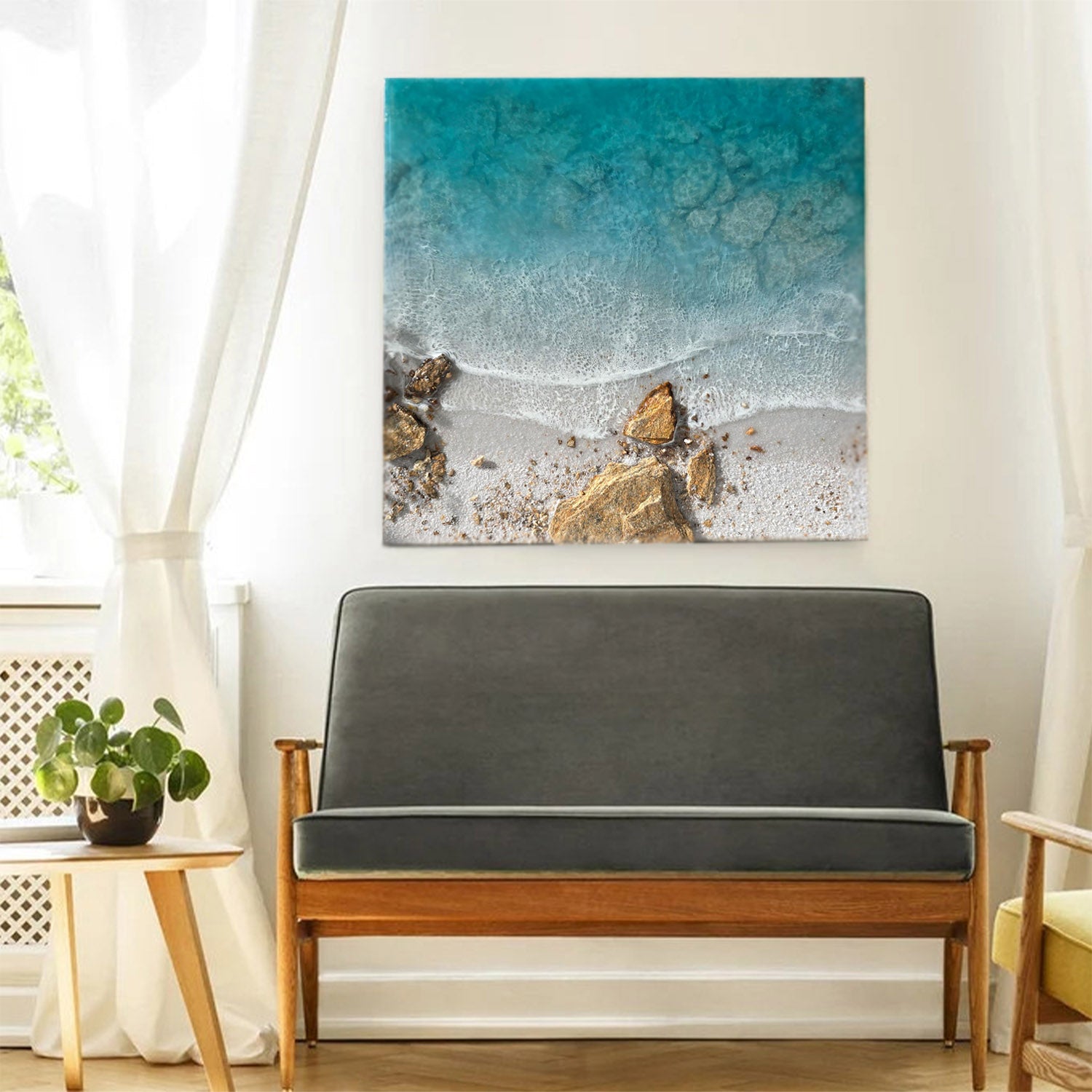 Ocean Resin Art: Seascape Wave Painting Wall Decor