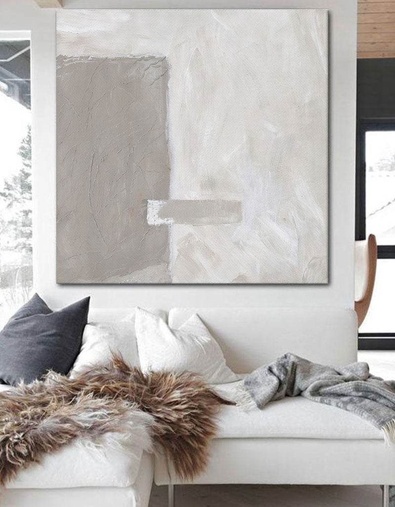 Brown White Minimalist Abstract Art