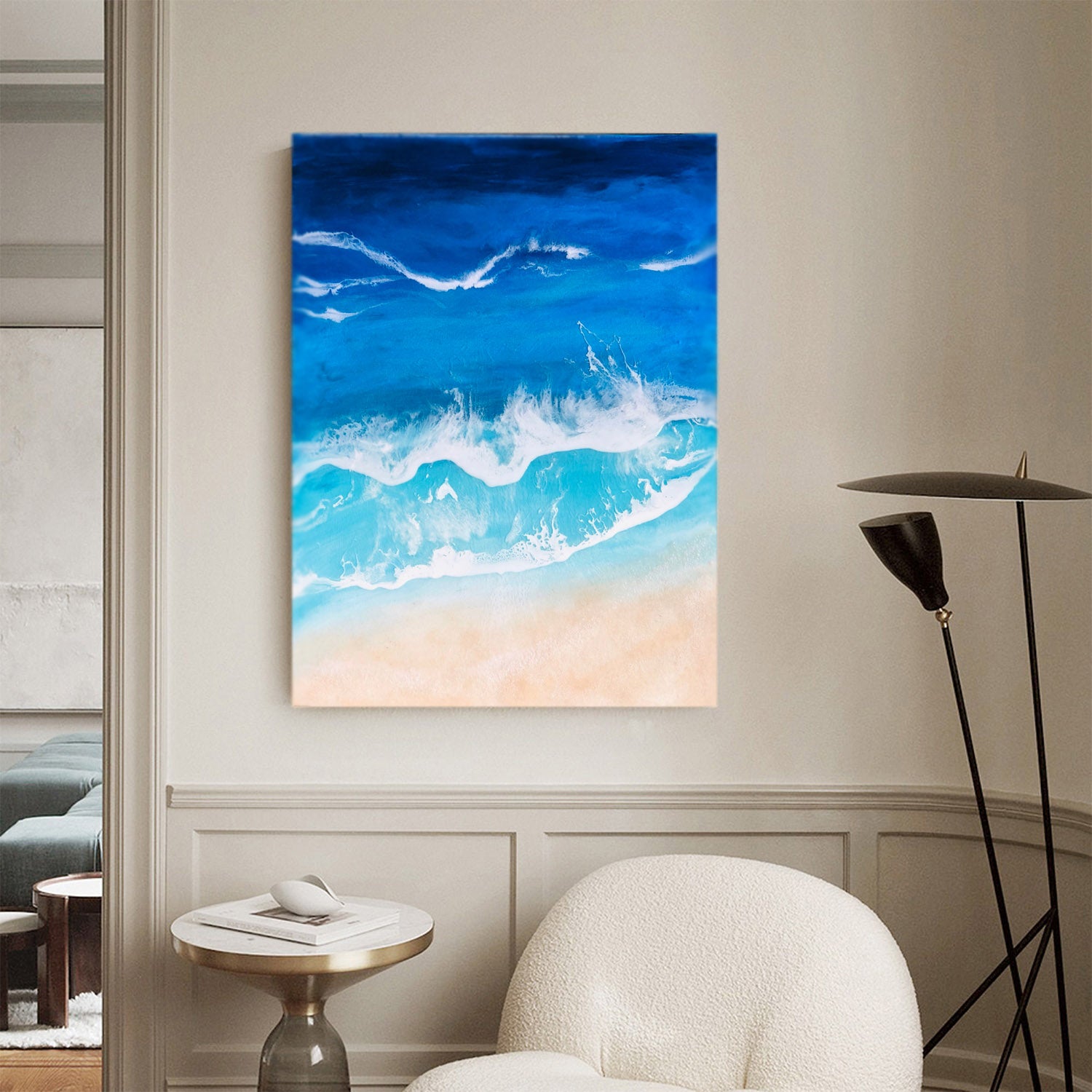 Resin Beach Painting Ocean Wave Art Wall Art