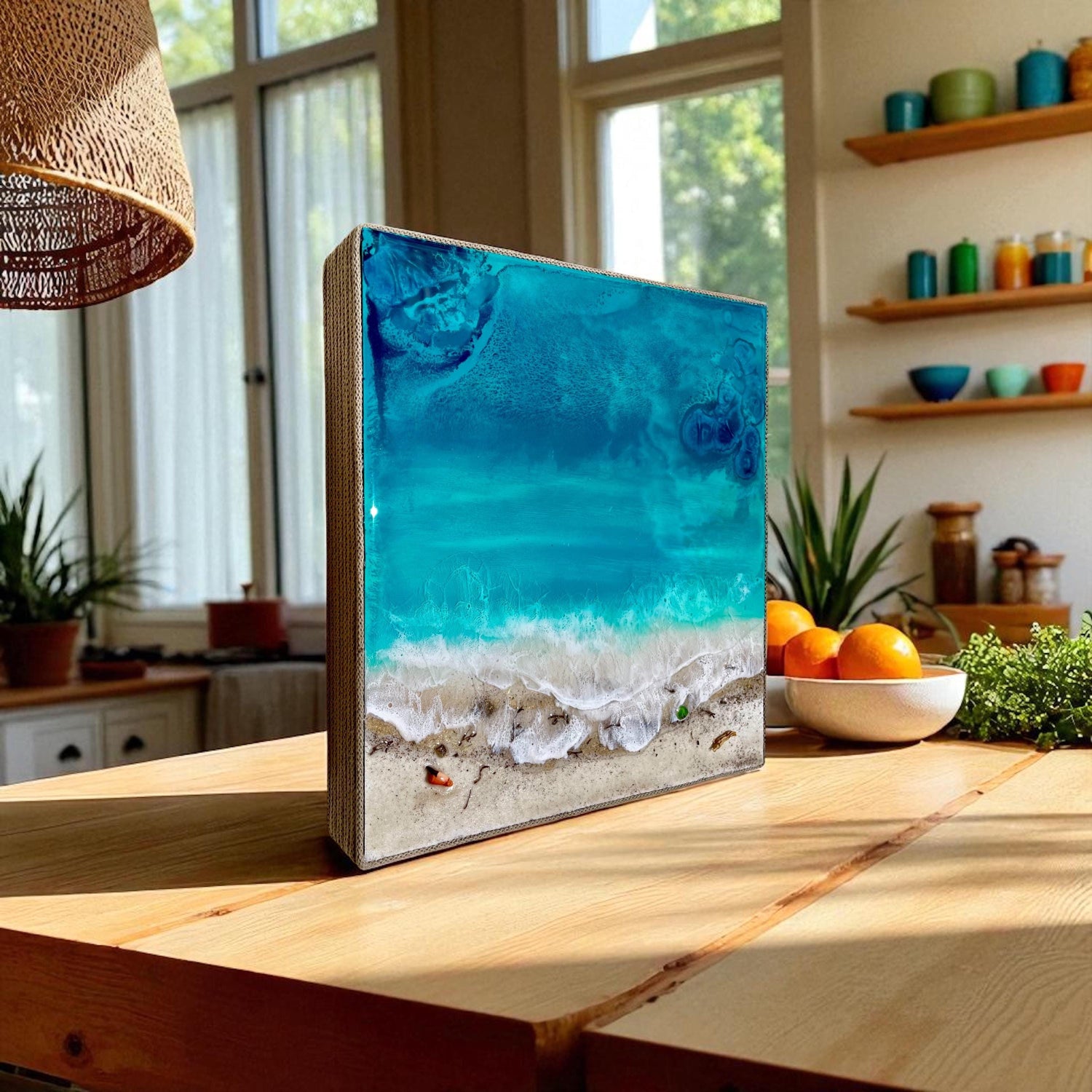 Resin Beach Art Epoxy Coastal Wall Decor Framed
