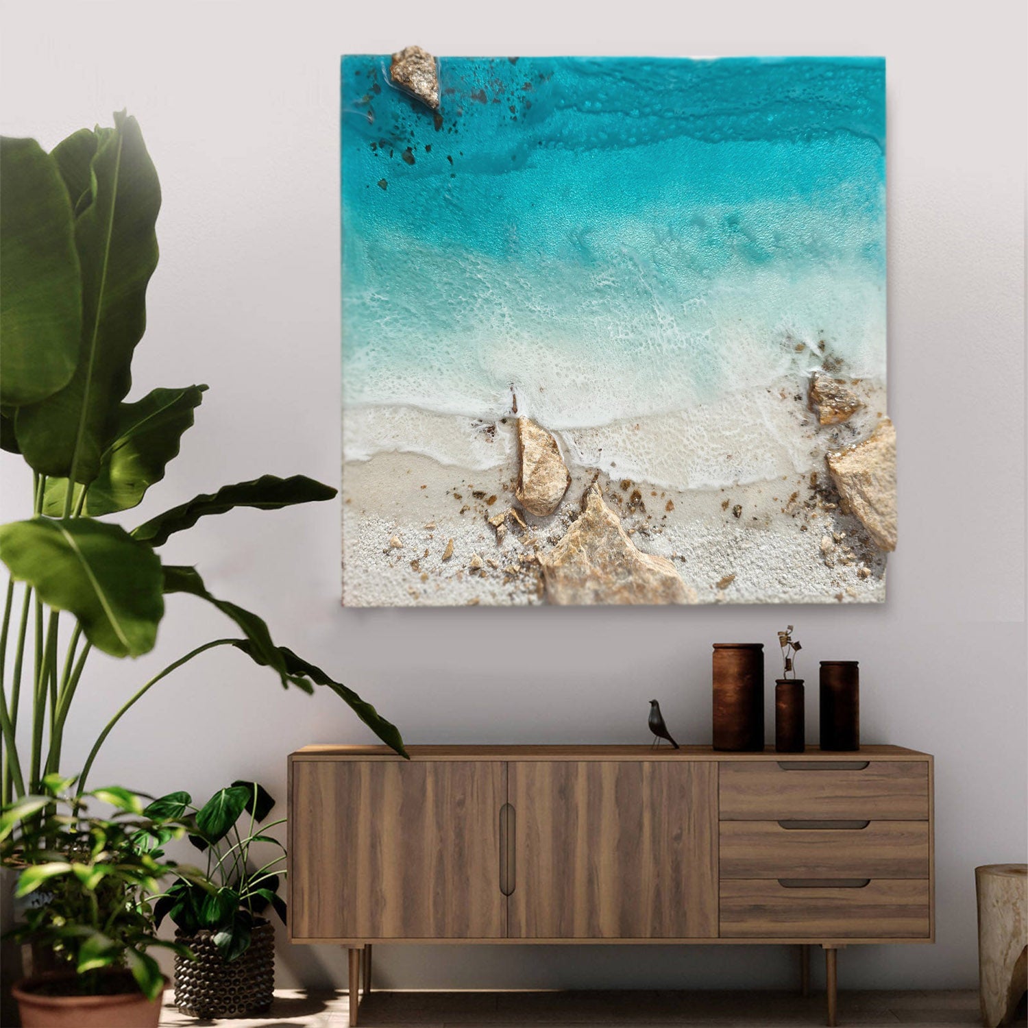 Ocean Resin Art: Seascape Painting, Wave Wall Decor