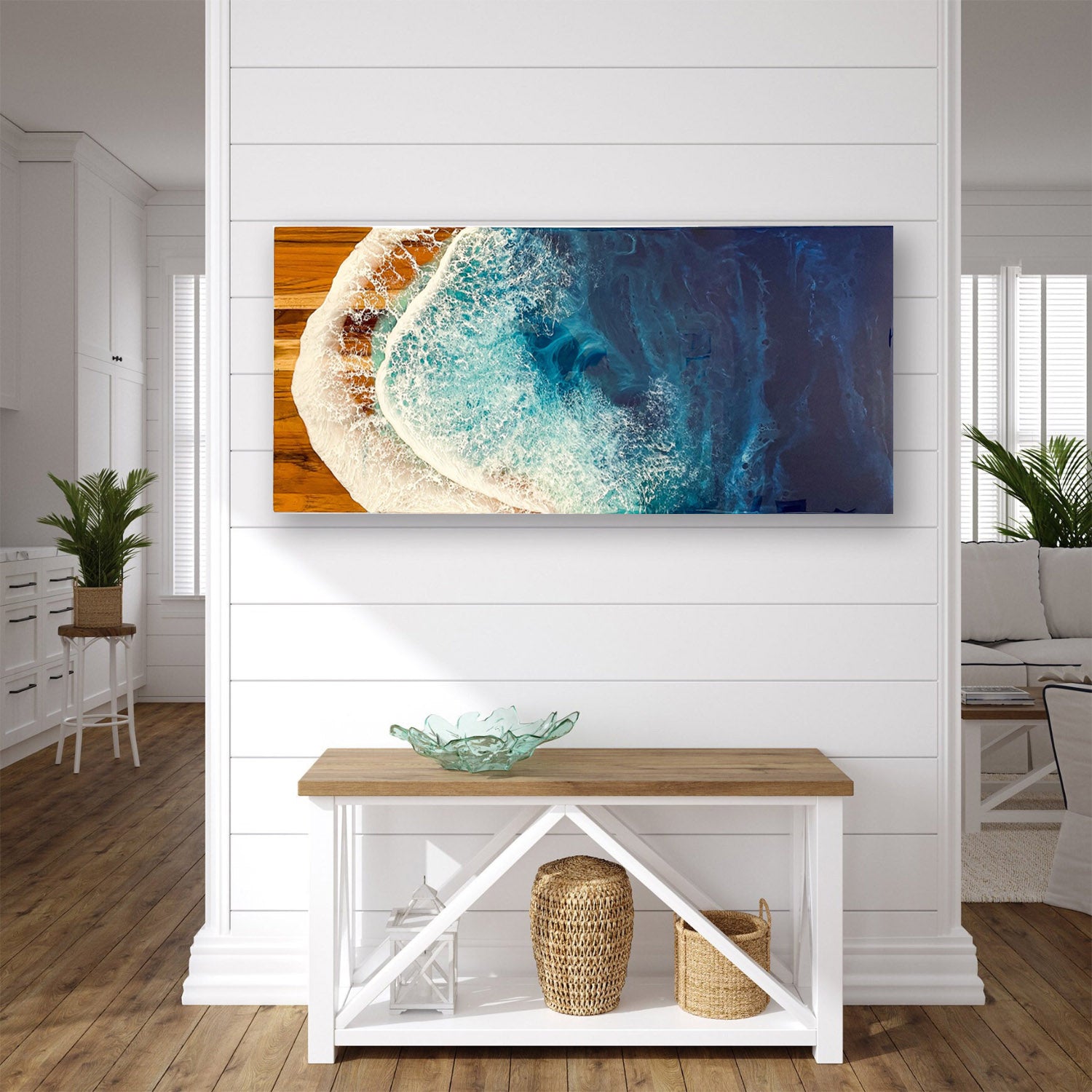 Wall Decor with Ocean Waves, Epoxy Resin Wave Art