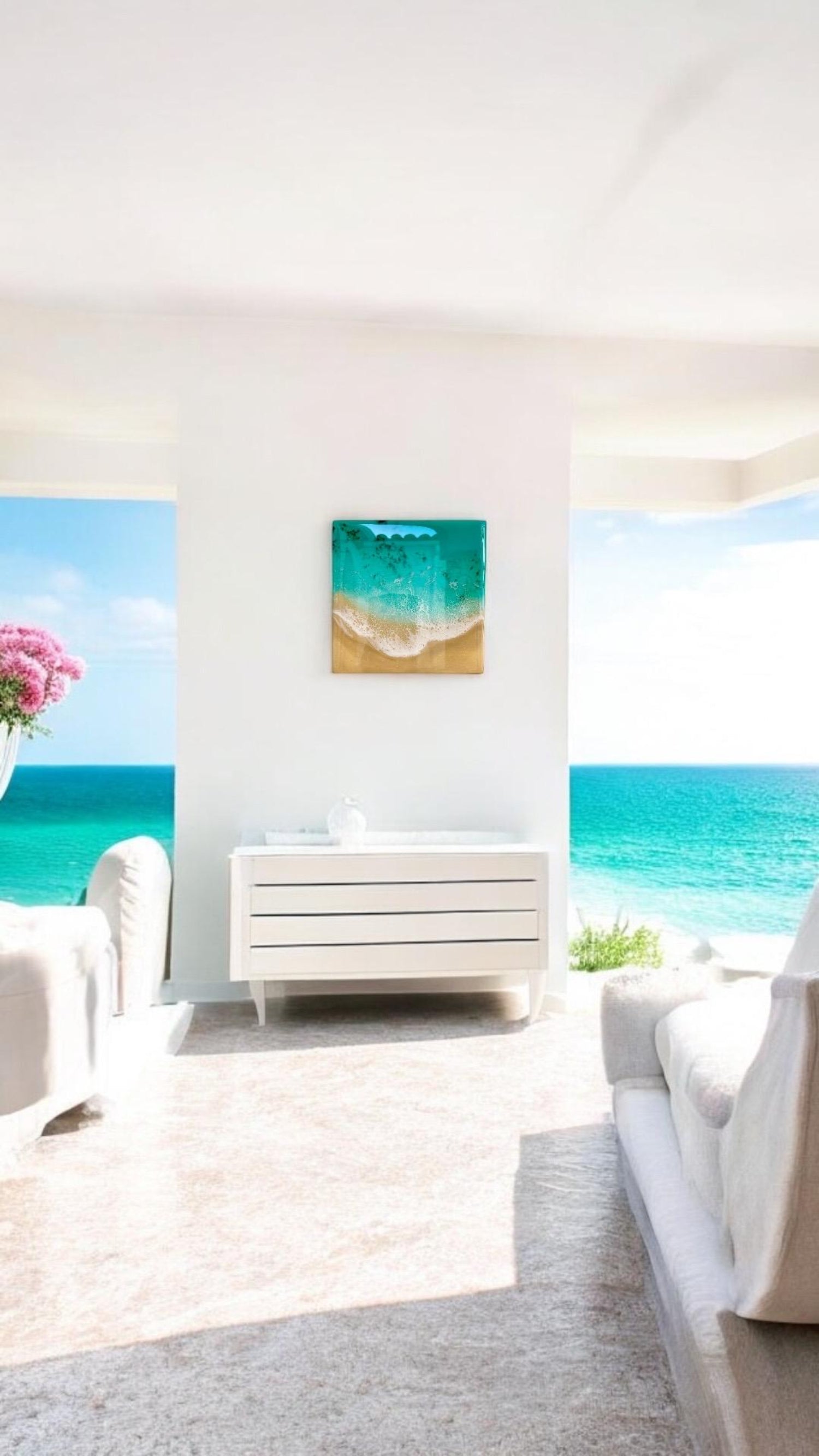 Resin painting "Dreaming of summer", ocean resin art