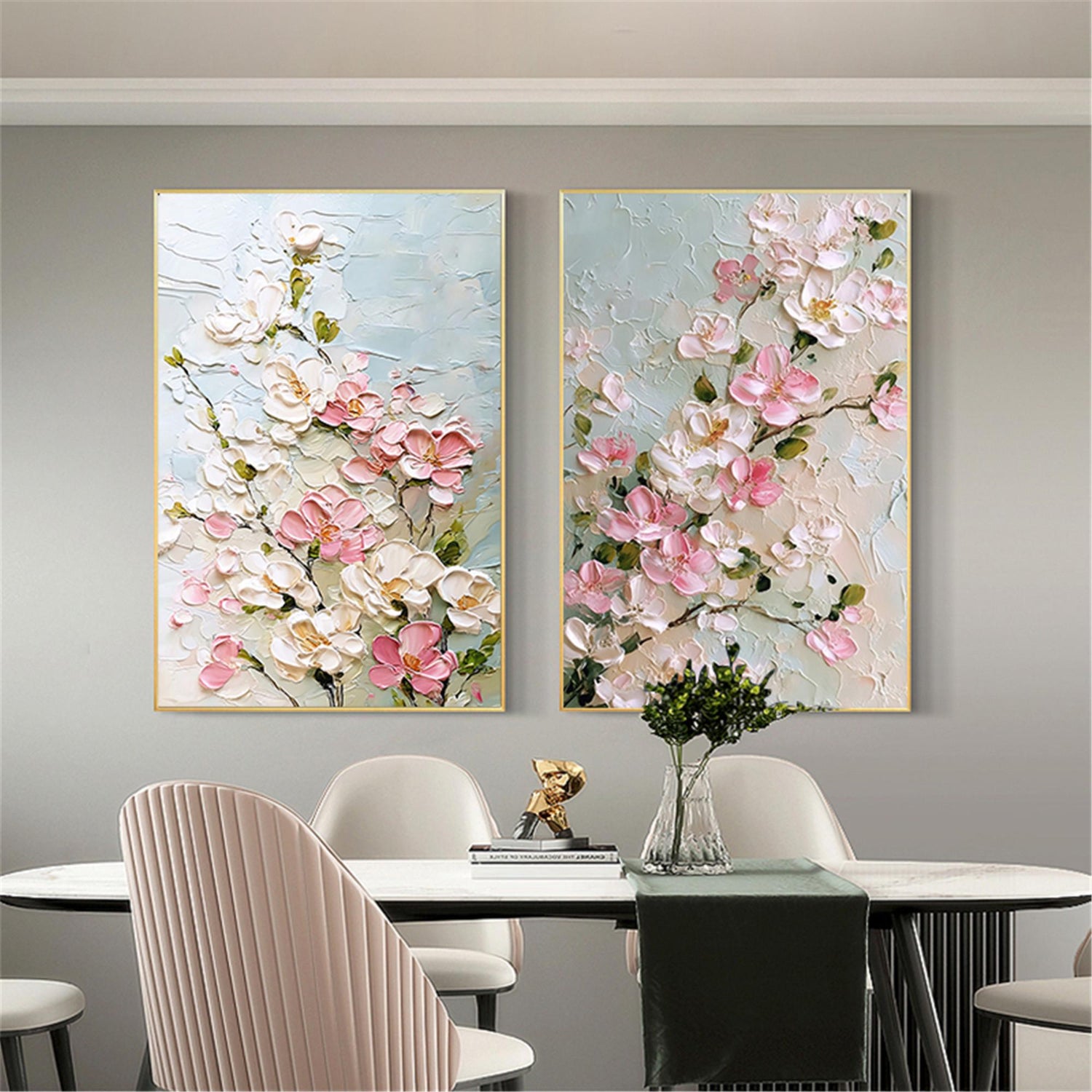 2 sets Textured Floral Canvas Painting