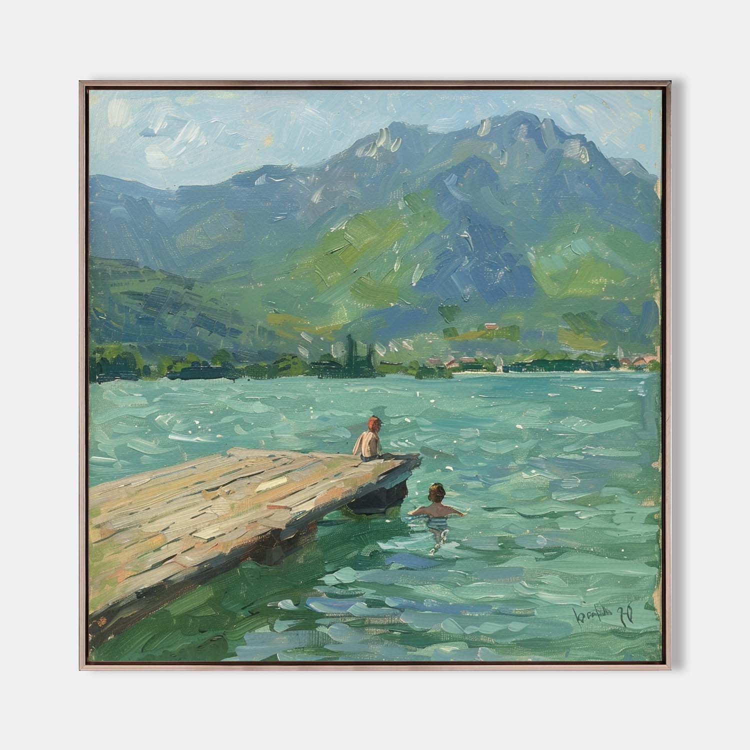 Abstract Lake Art Painting