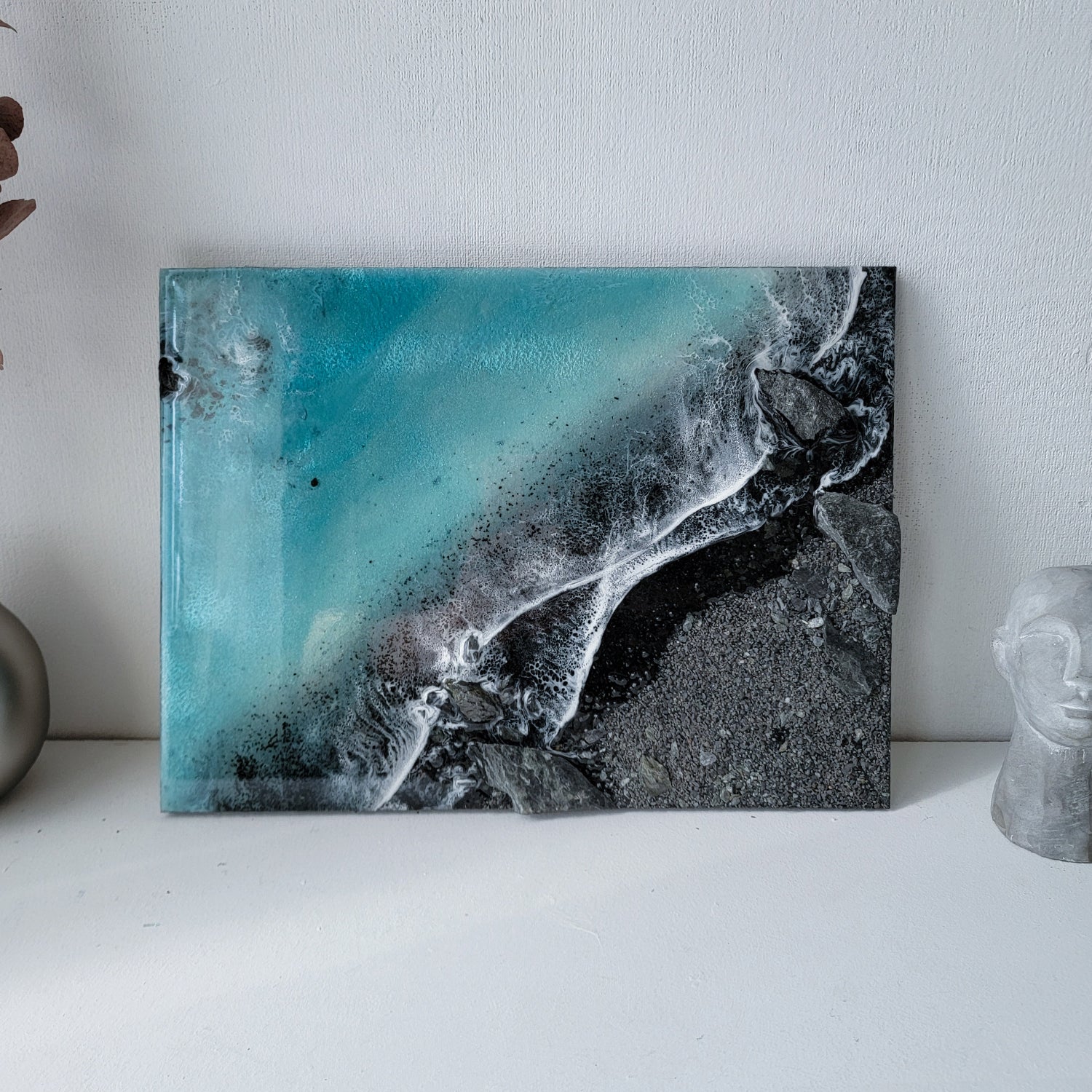 Oceanic Escape Resin Painting: Seascape Wave Wall Decor