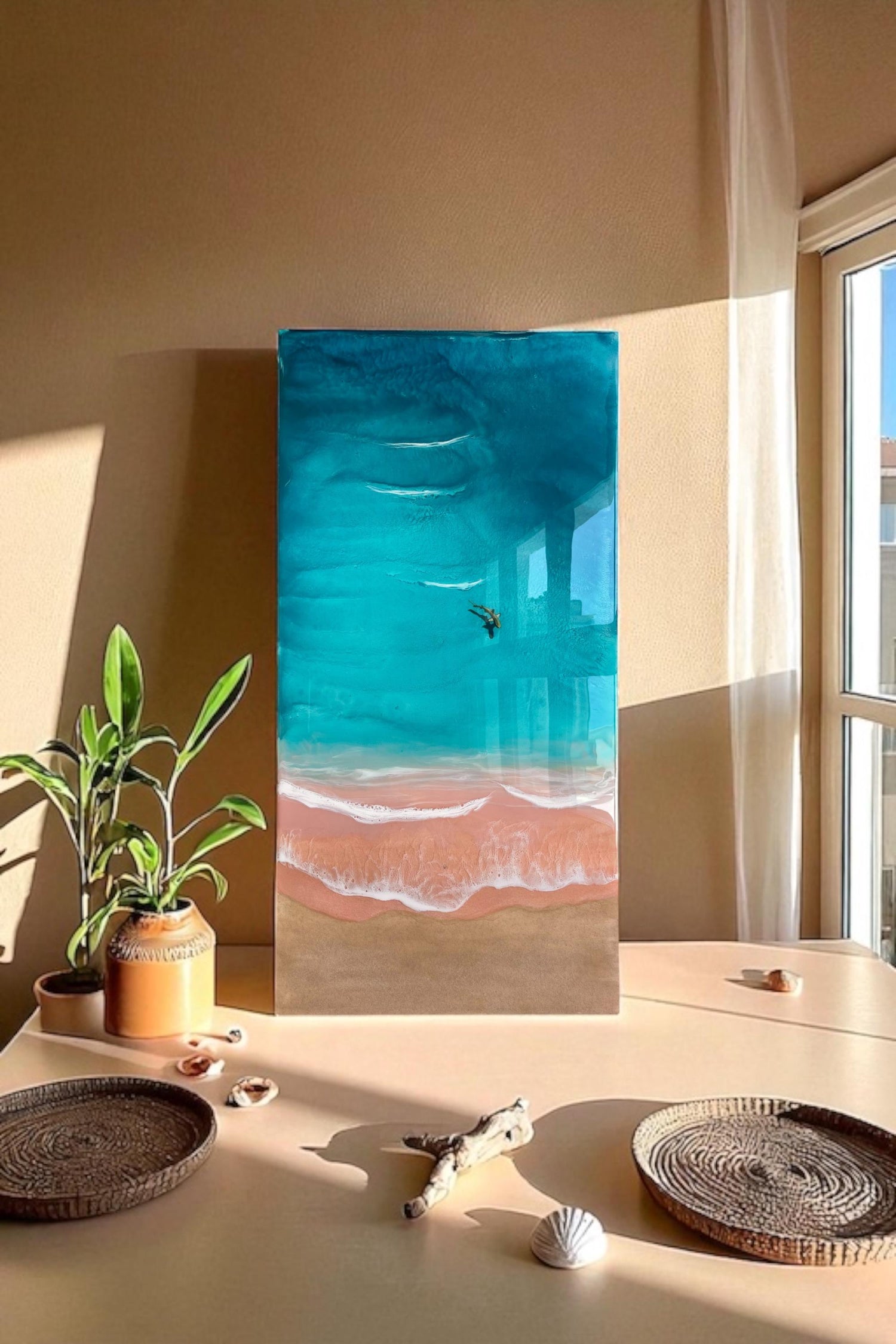 Beach Resin Art Ocean-Inspired Wall Art