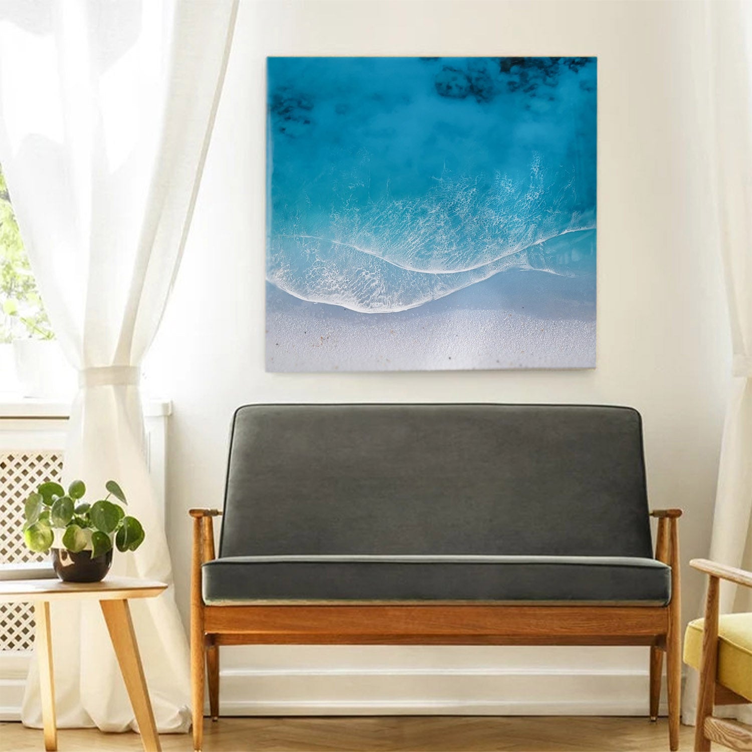 Seascape beach painting. Resin Art Wave Wall Decor