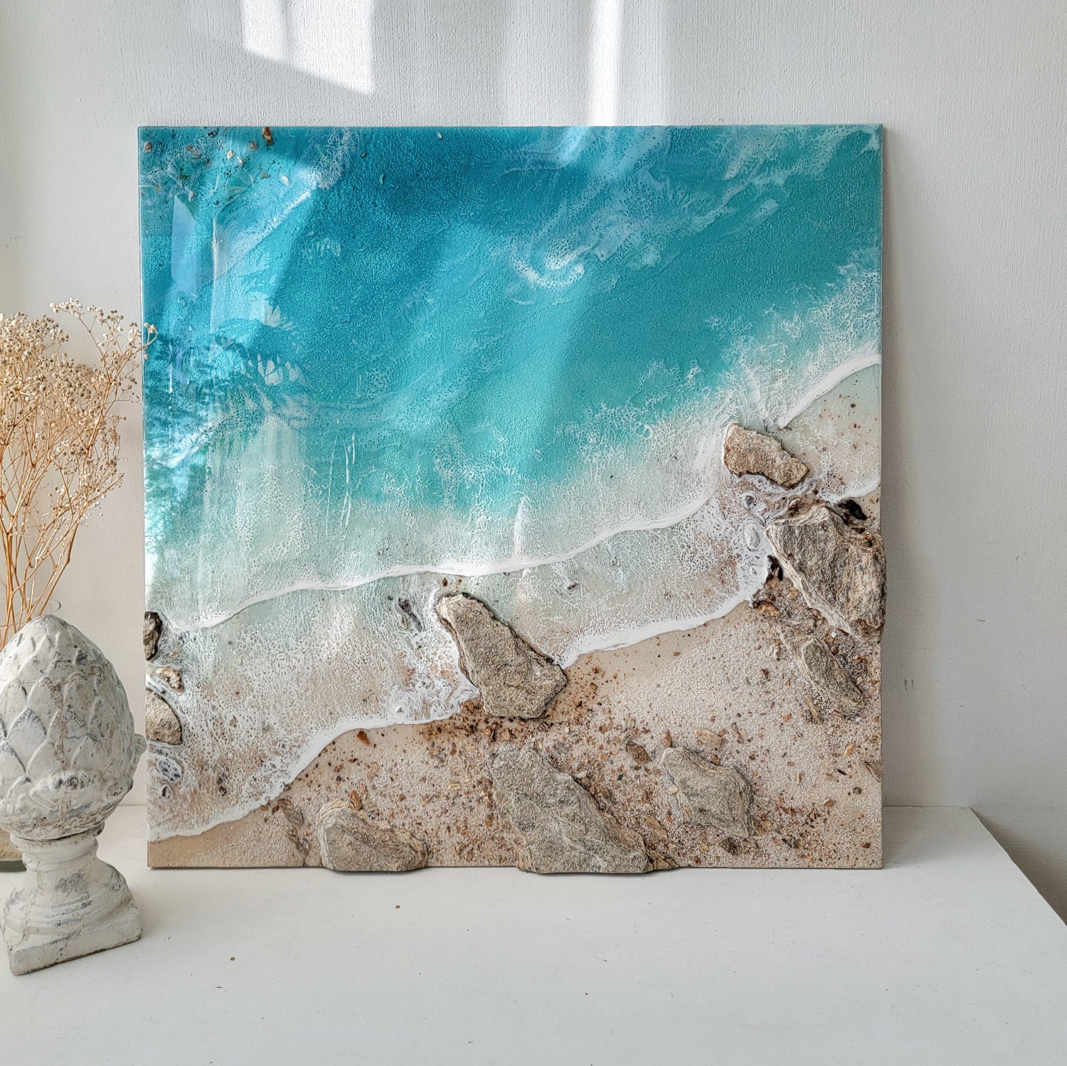 3d sea art Ocean shore resin art Seascape Wall decor
