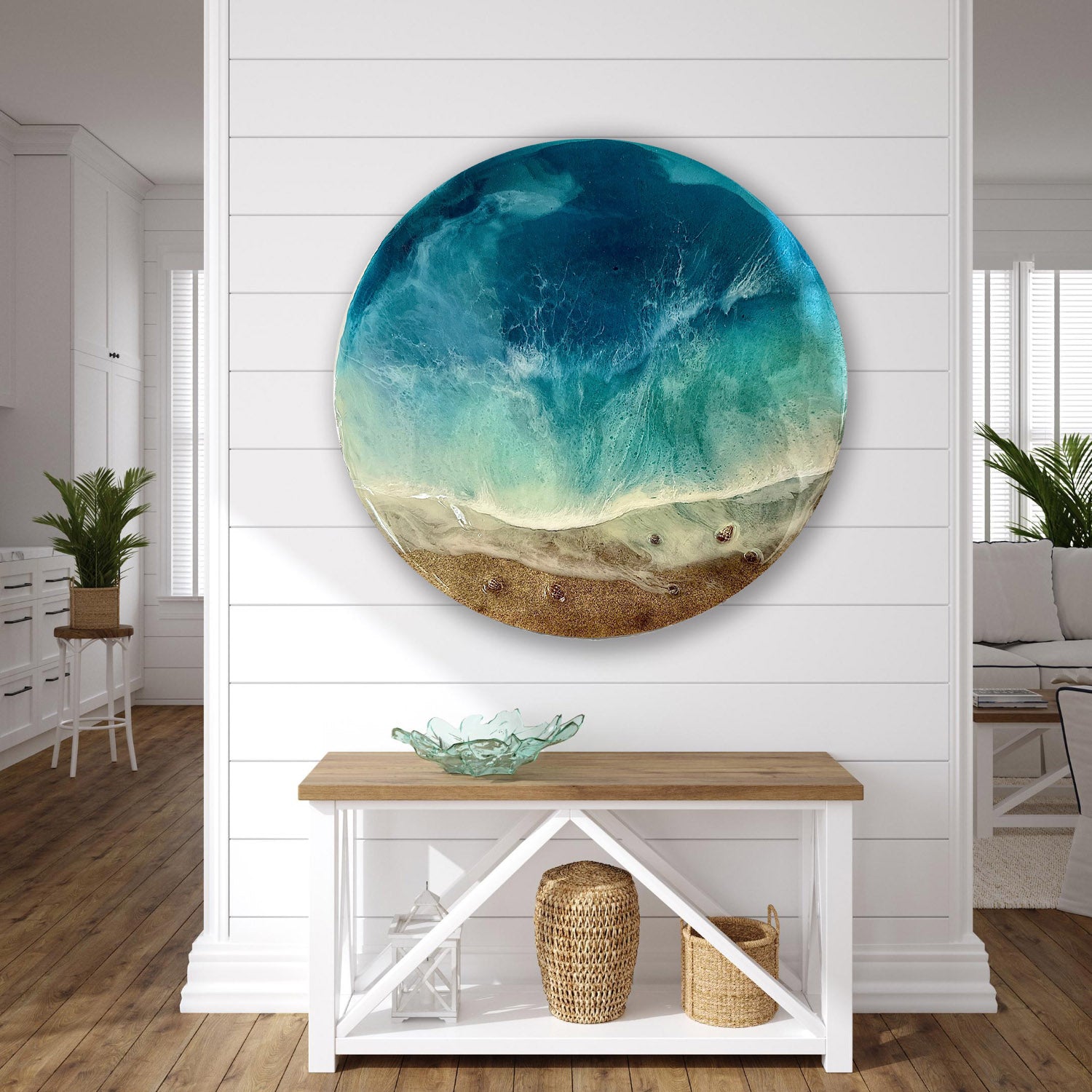 Circular Resin Art, Ocean Waves, Ocean Art, Ocean Painting, Ocean Resin Painting