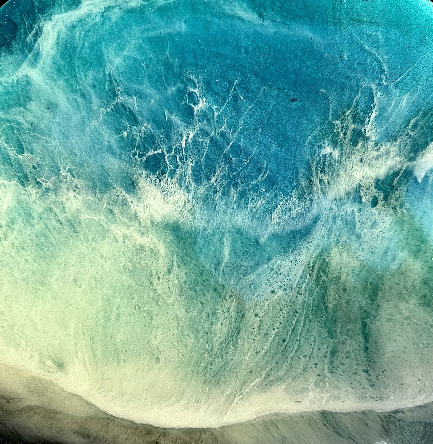 Circular Resin Art, Ocean Waves, Ocean Art, Ocean Painting, Ocean Resin Painting
