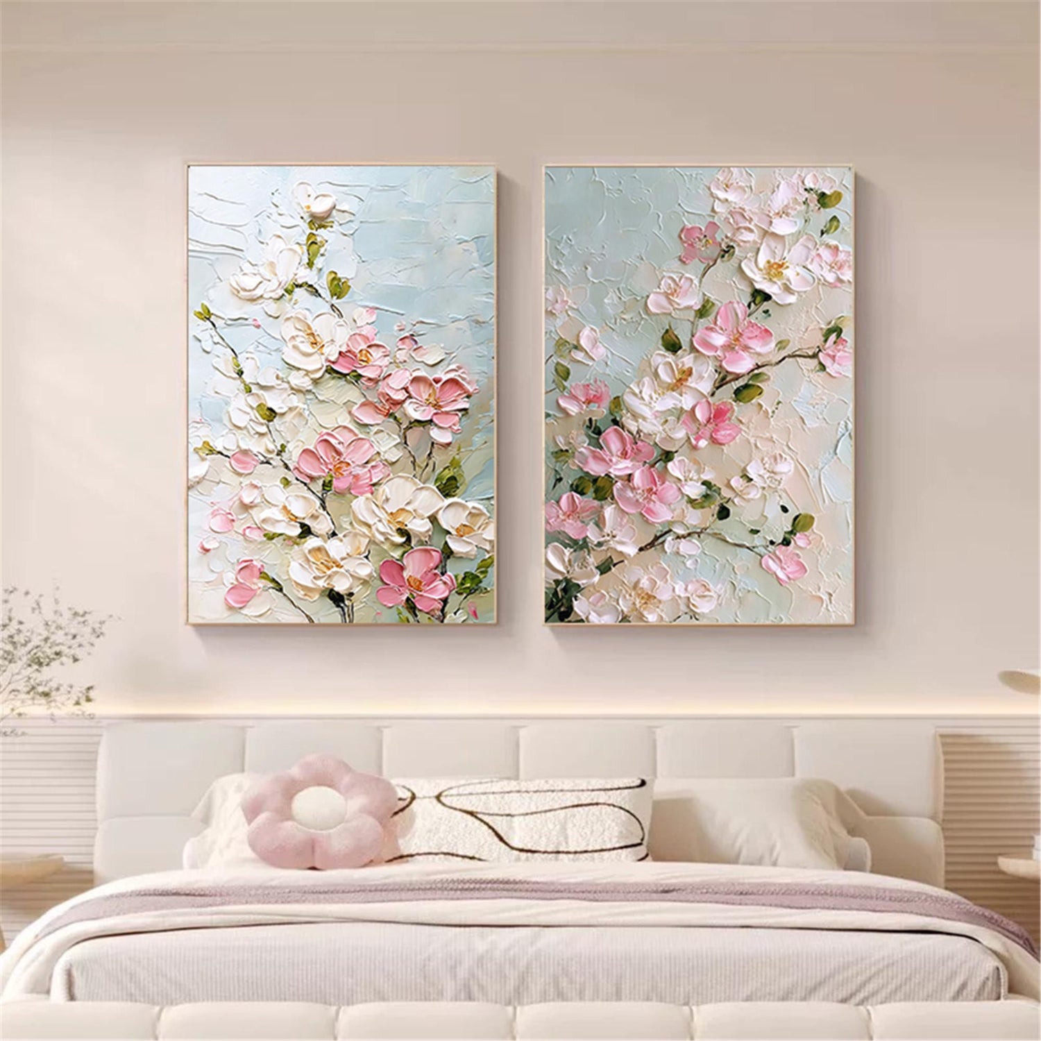 2 sets Textured Floral Canvas Painting