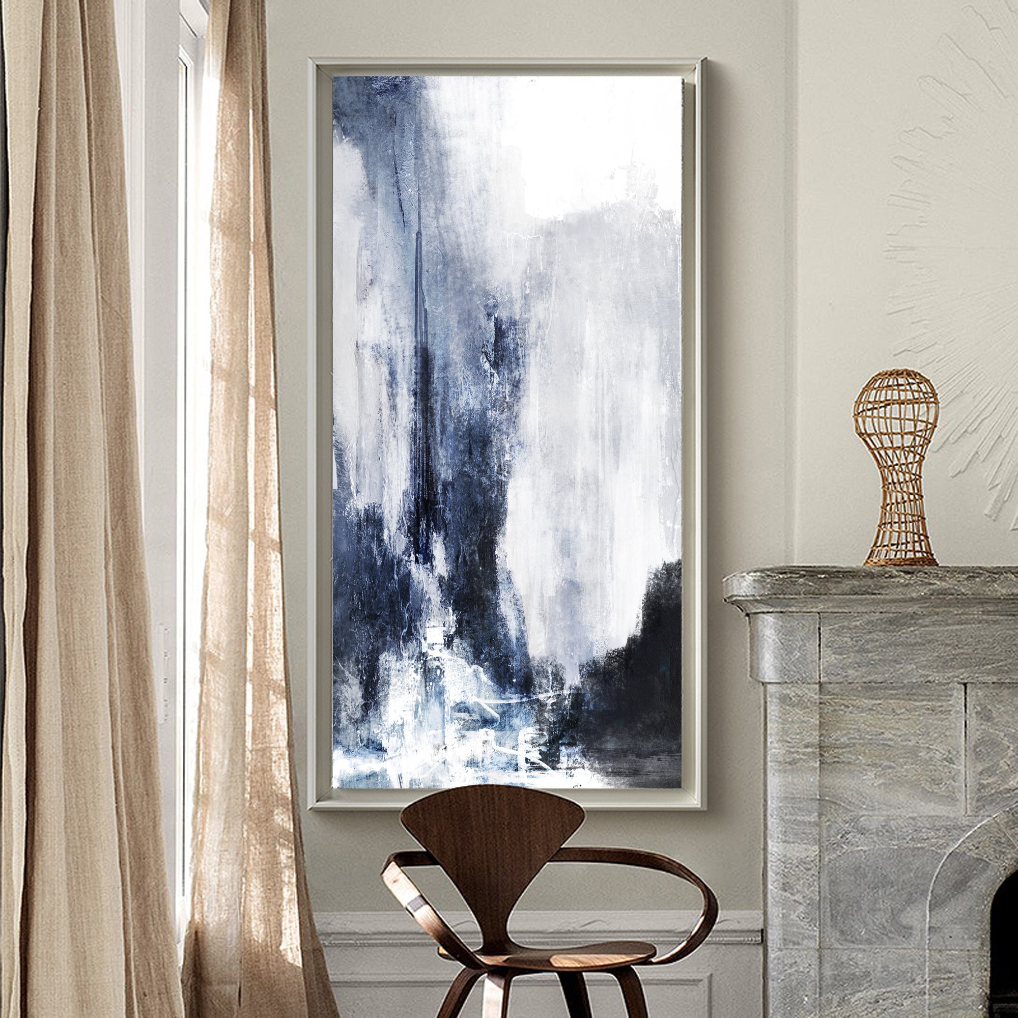 Blue White Abstract Painting