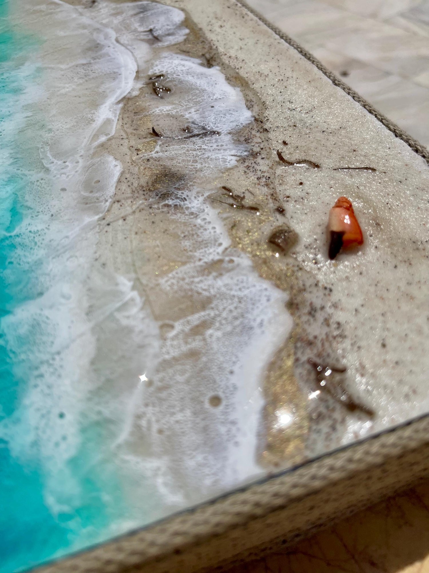Resin Beach Art Epoxy Coastal Wall Decor Framed