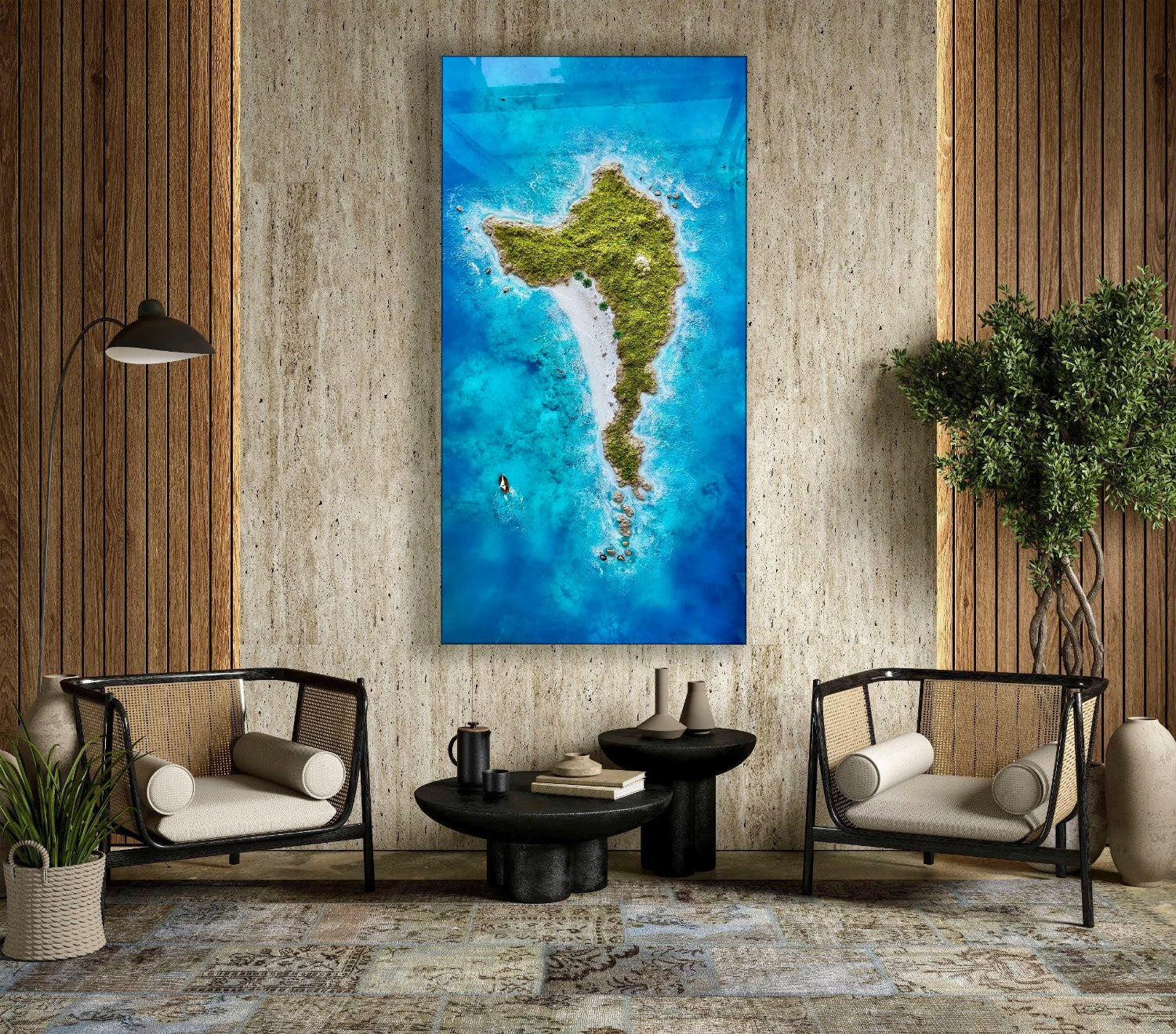 3D Ocean Resin Art: Handmade Island Landscape Decor