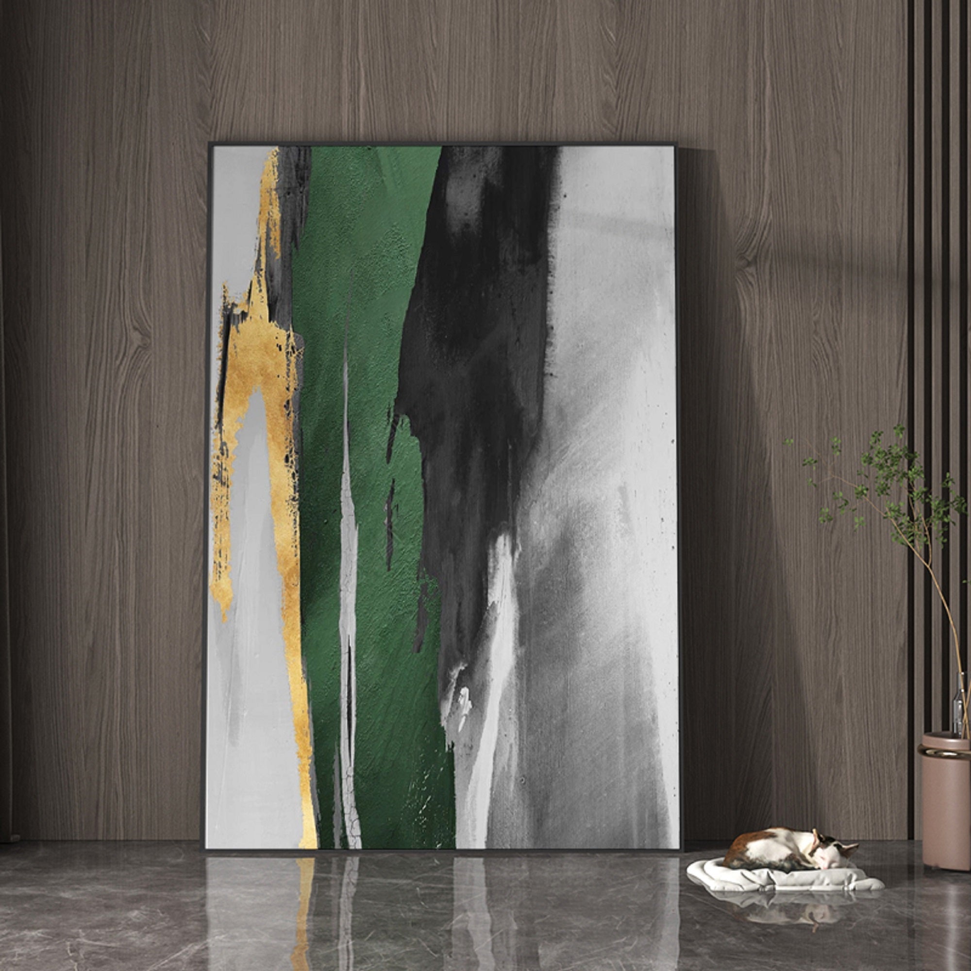 Green And Gold Abstract Painting