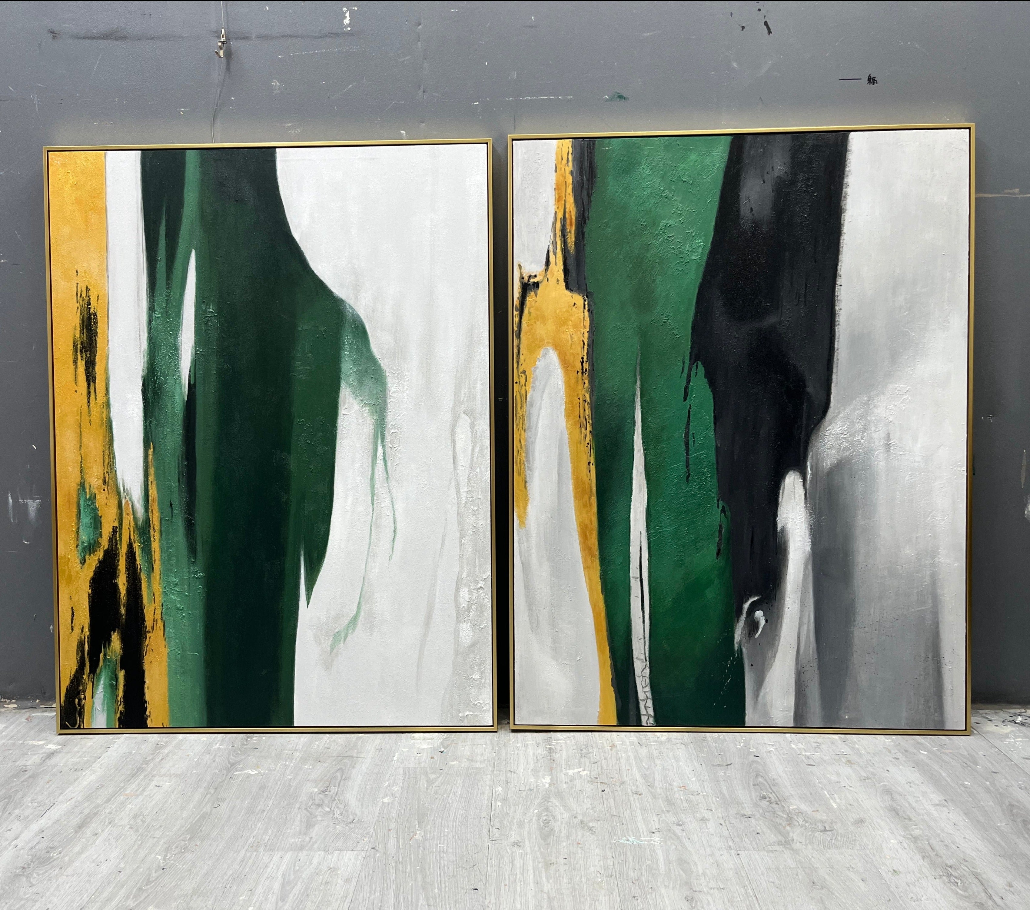 Green And Gold Abstract Painting