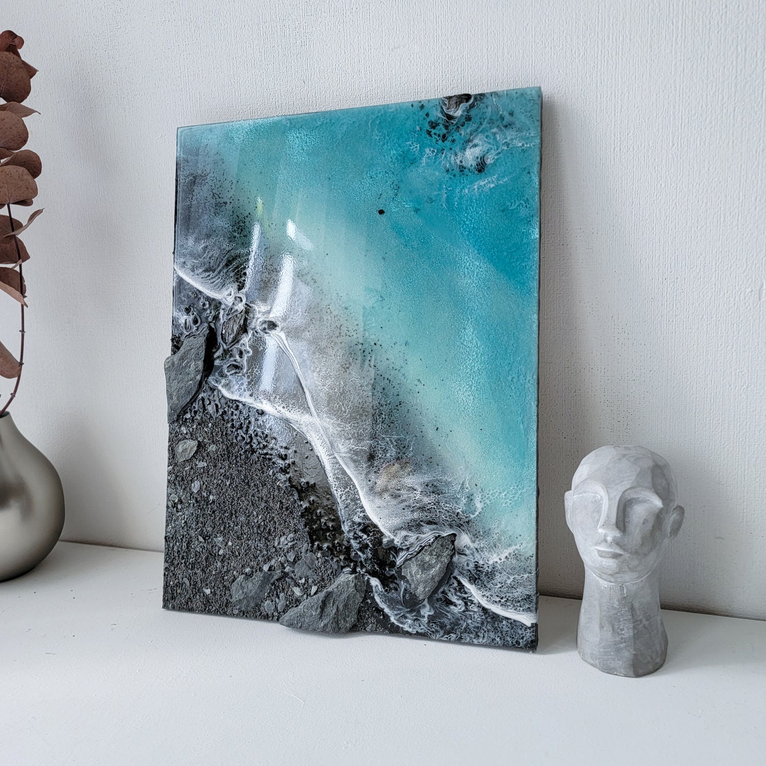 Oceanic Escape Resin Painting: Seascape Wave Wall Decor