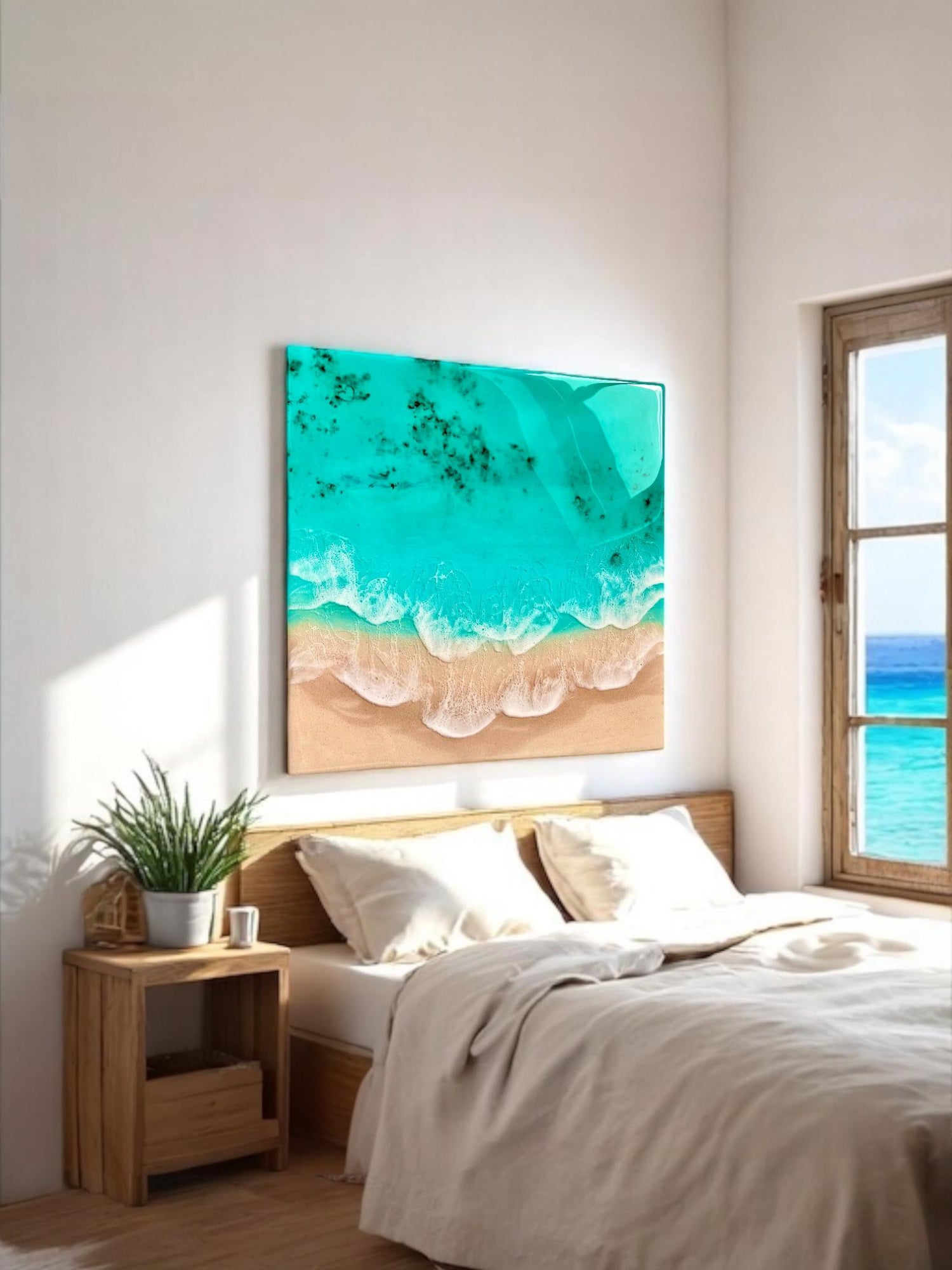 Resin painting "Dreaming of summer", ocean resin art