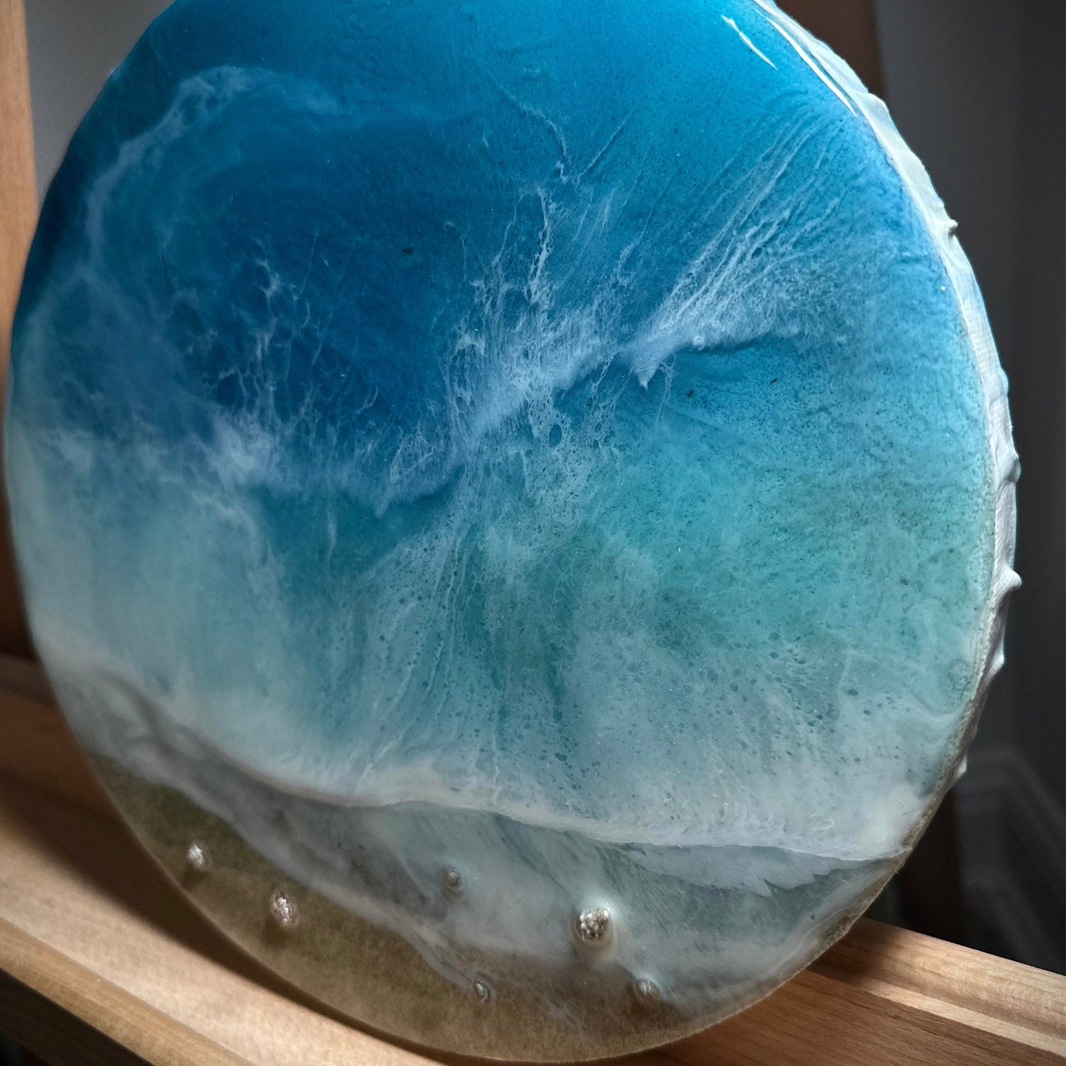 Circular Resin Art, Ocean Waves, Ocean Art, Ocean Painting, Ocean Resin Painting