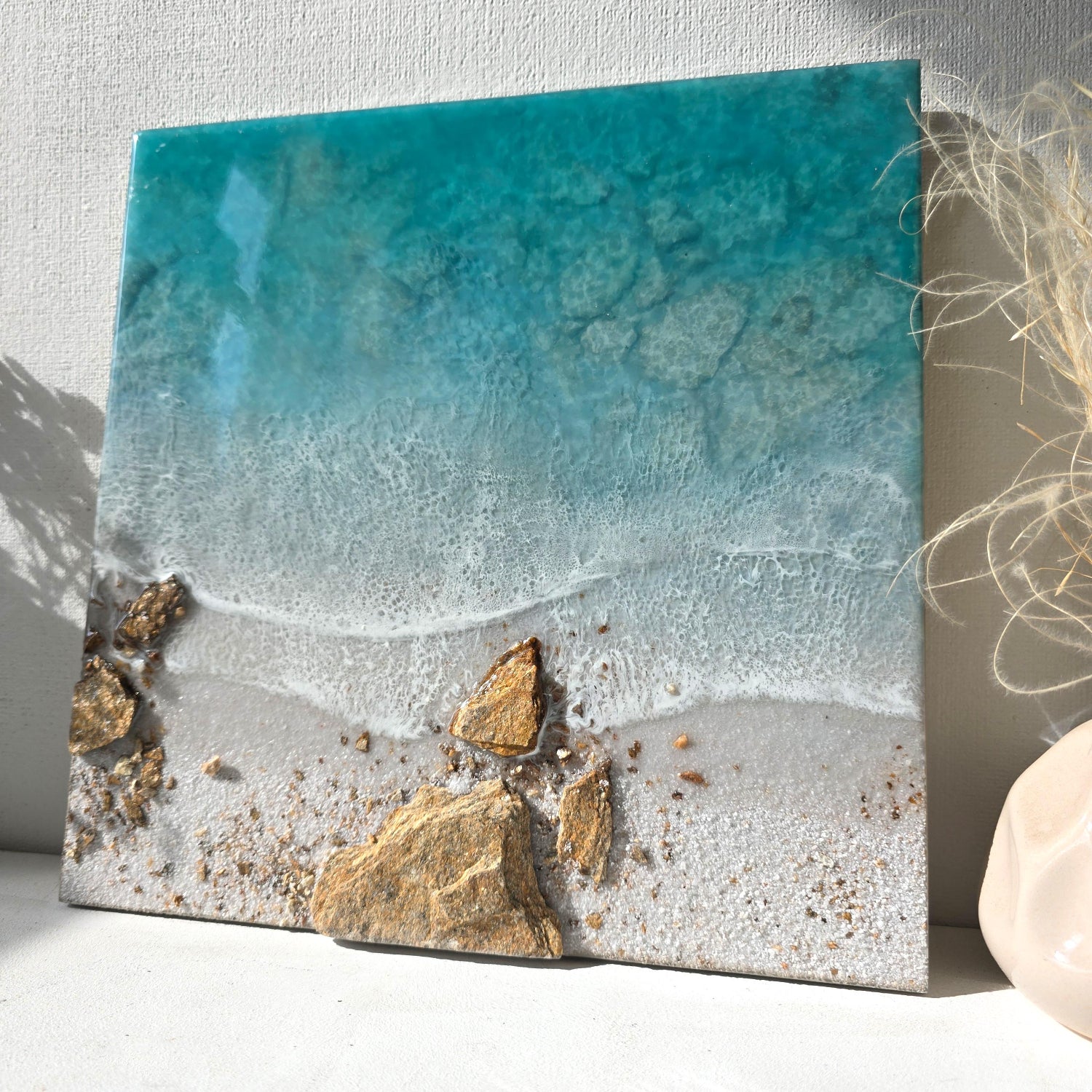 Ocean Resin Art: Seascape Wave Painting Wall Decor