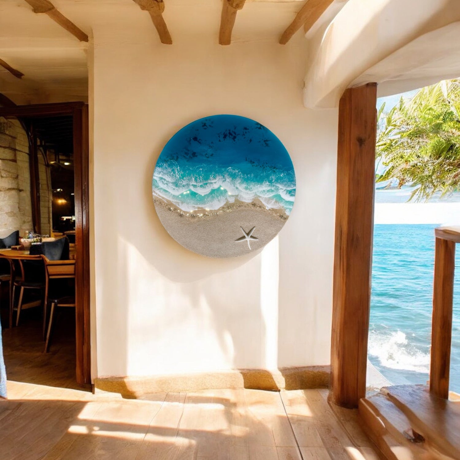 Resin painting Ocean resin art, resin ocean beach epoxy resin beach, 3D wall art