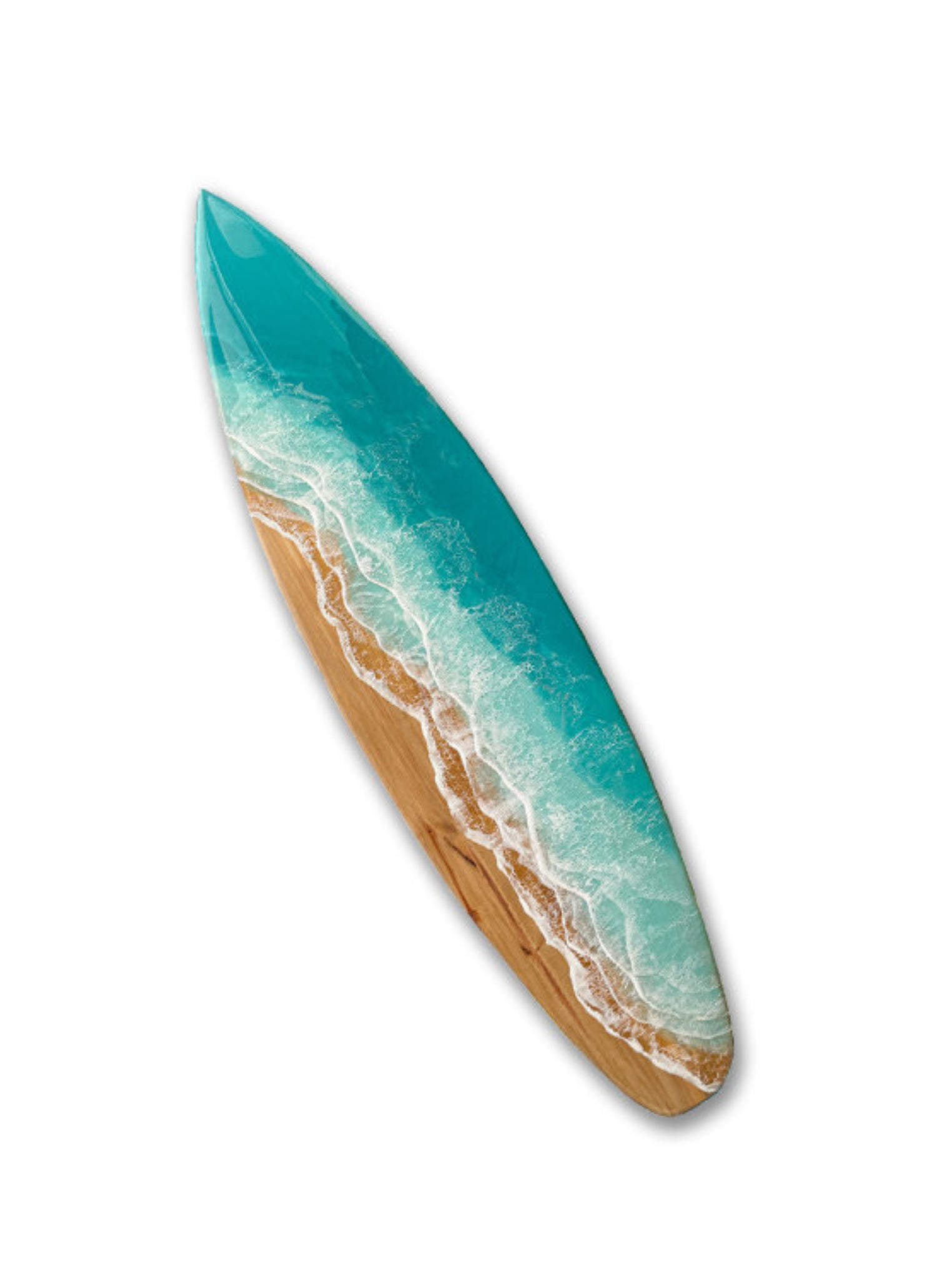 Resin Surfboard with aqua waves