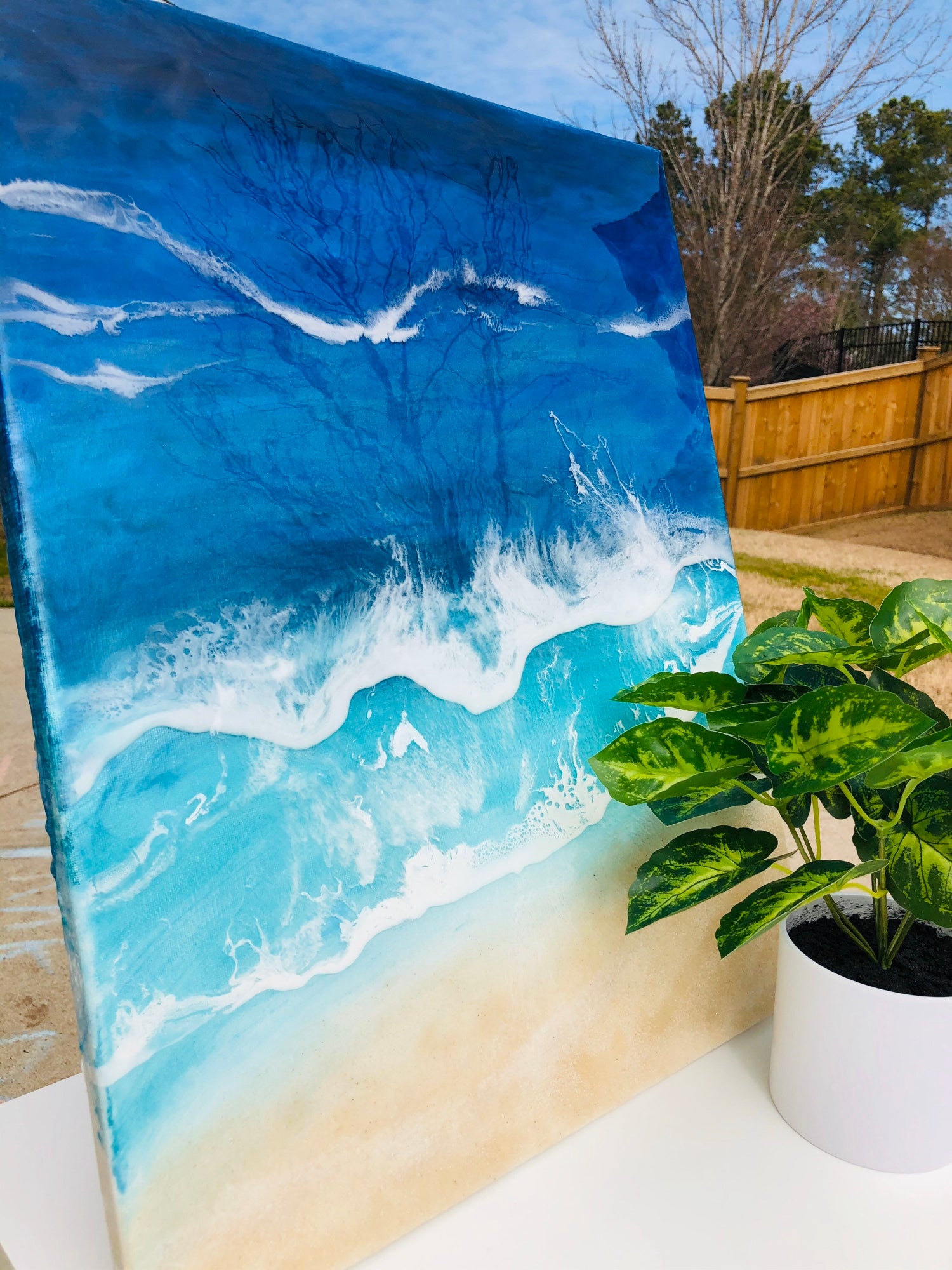 Resin Beach Painting Ocean Wave Art Wall Art