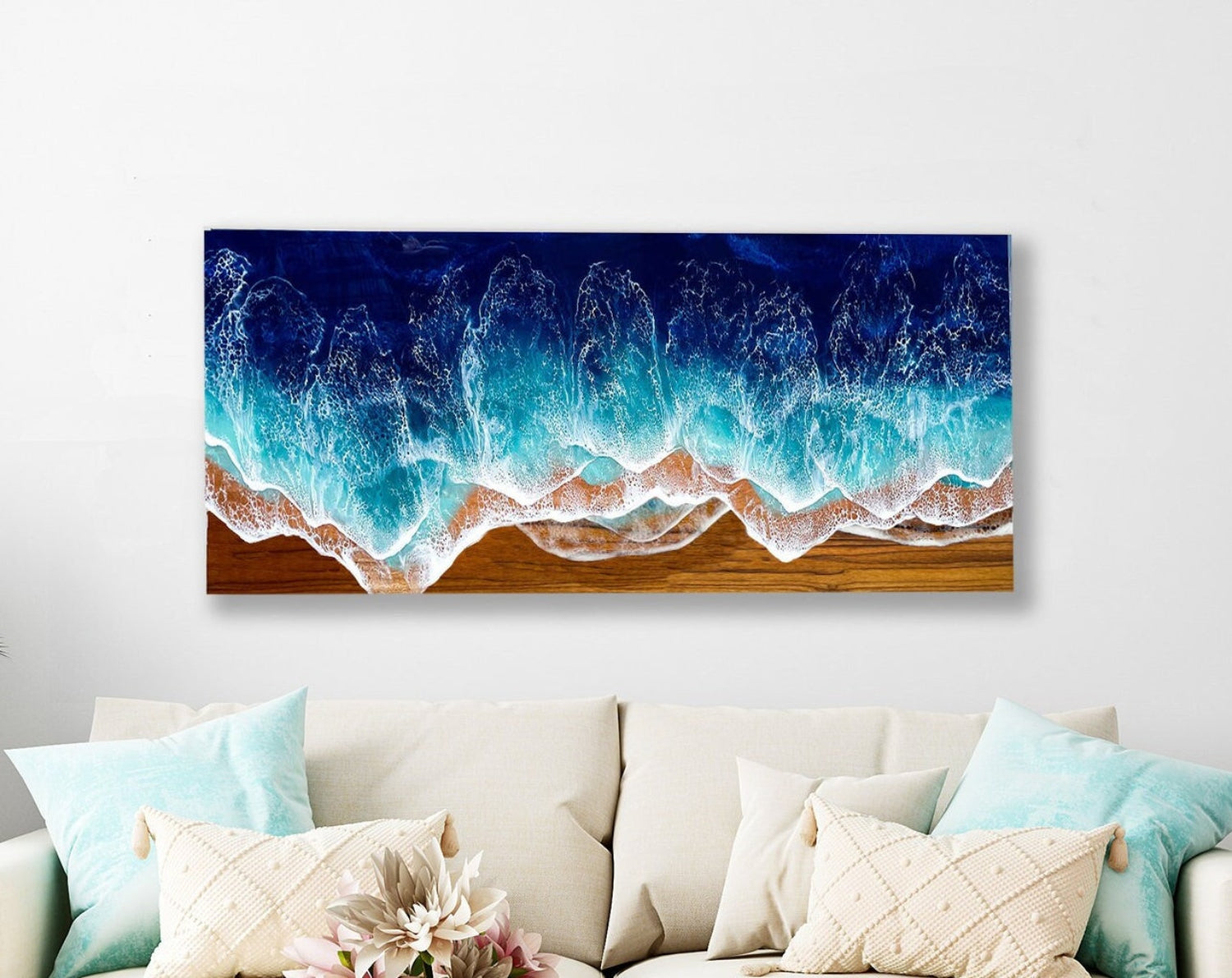 Wall Art Ocean Waves, Epoxy Resin Wave Art-Bule