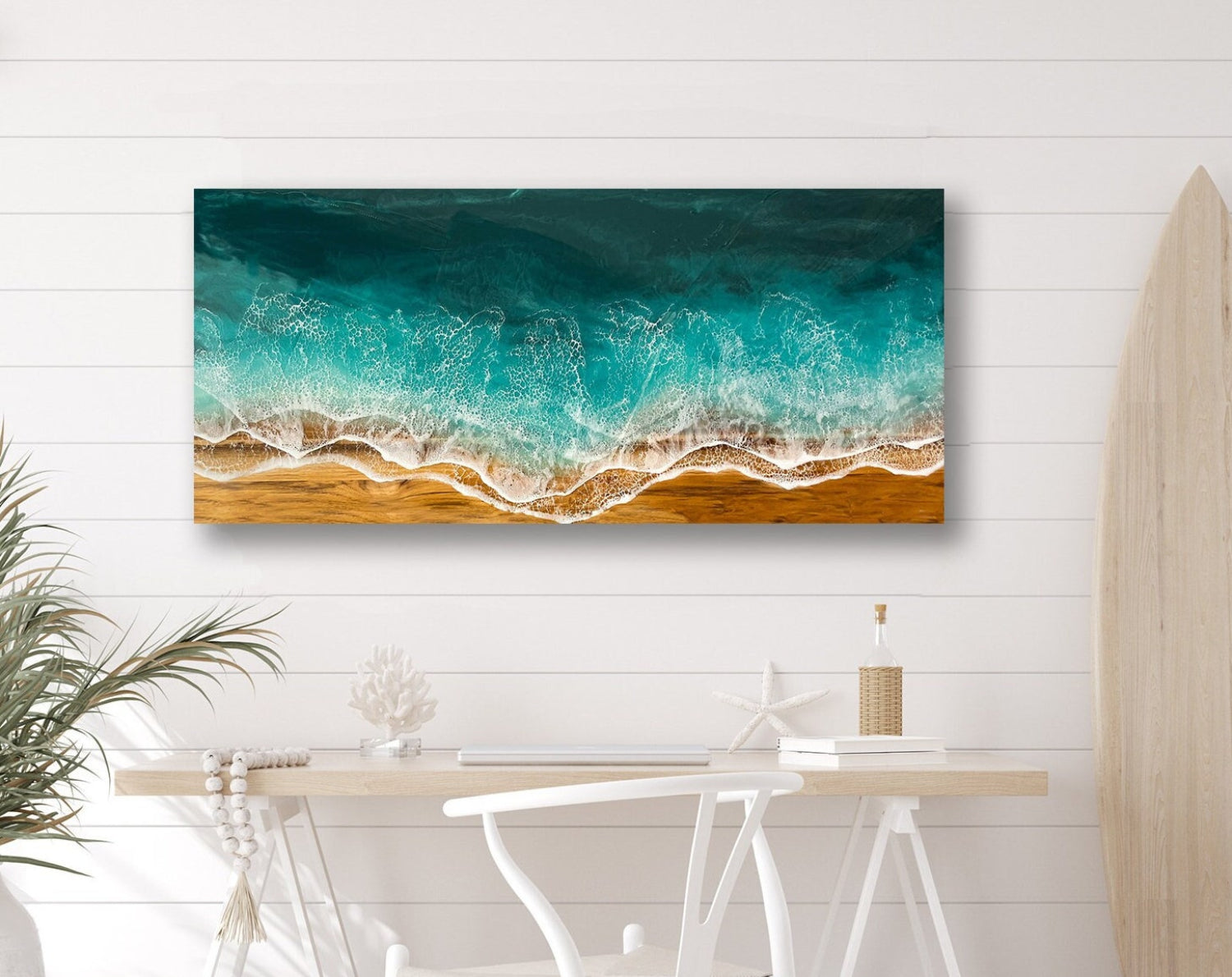 Wall Art Ocean Waves, Epoxy Resin Wave Art-Green