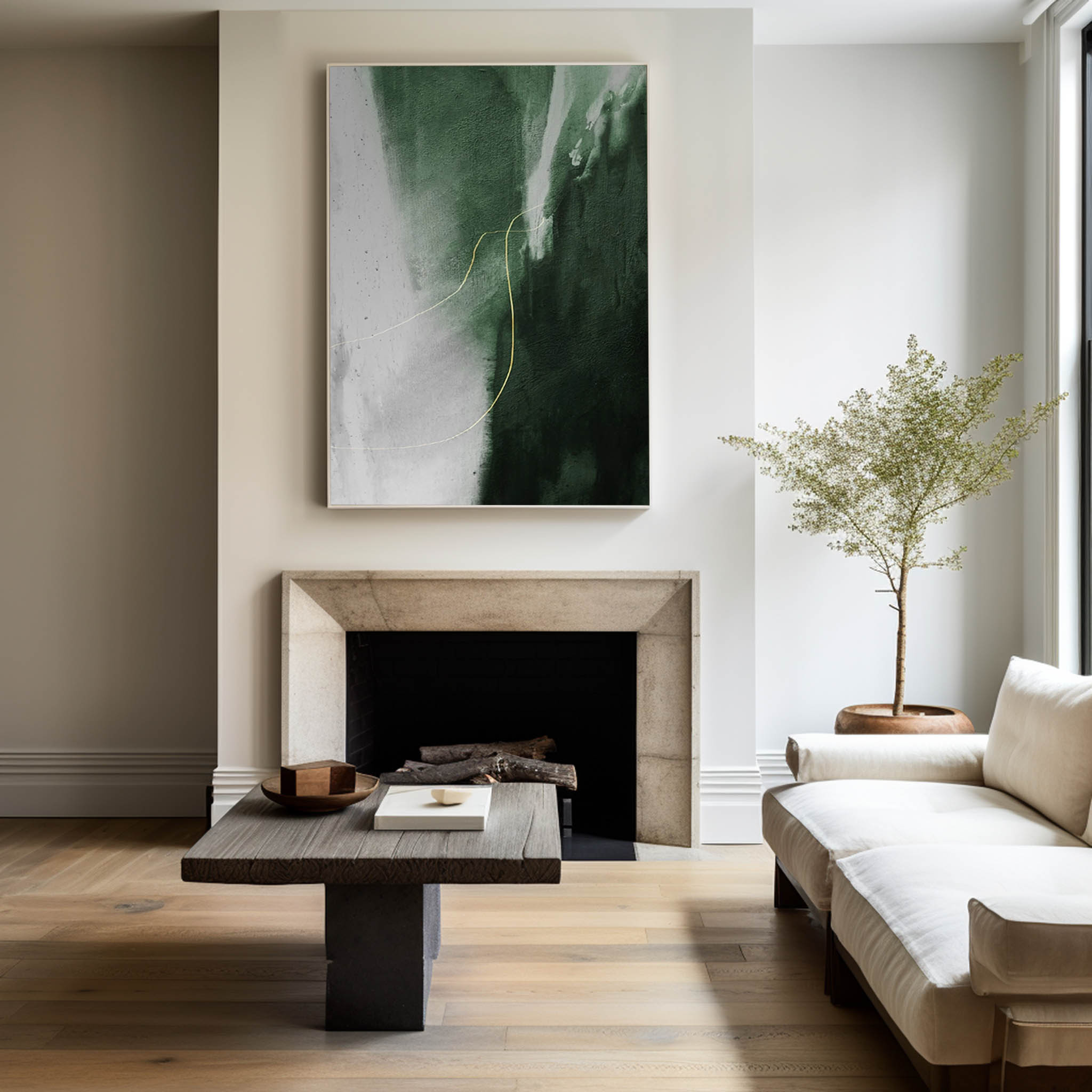 Green And Gold Abstract Painting