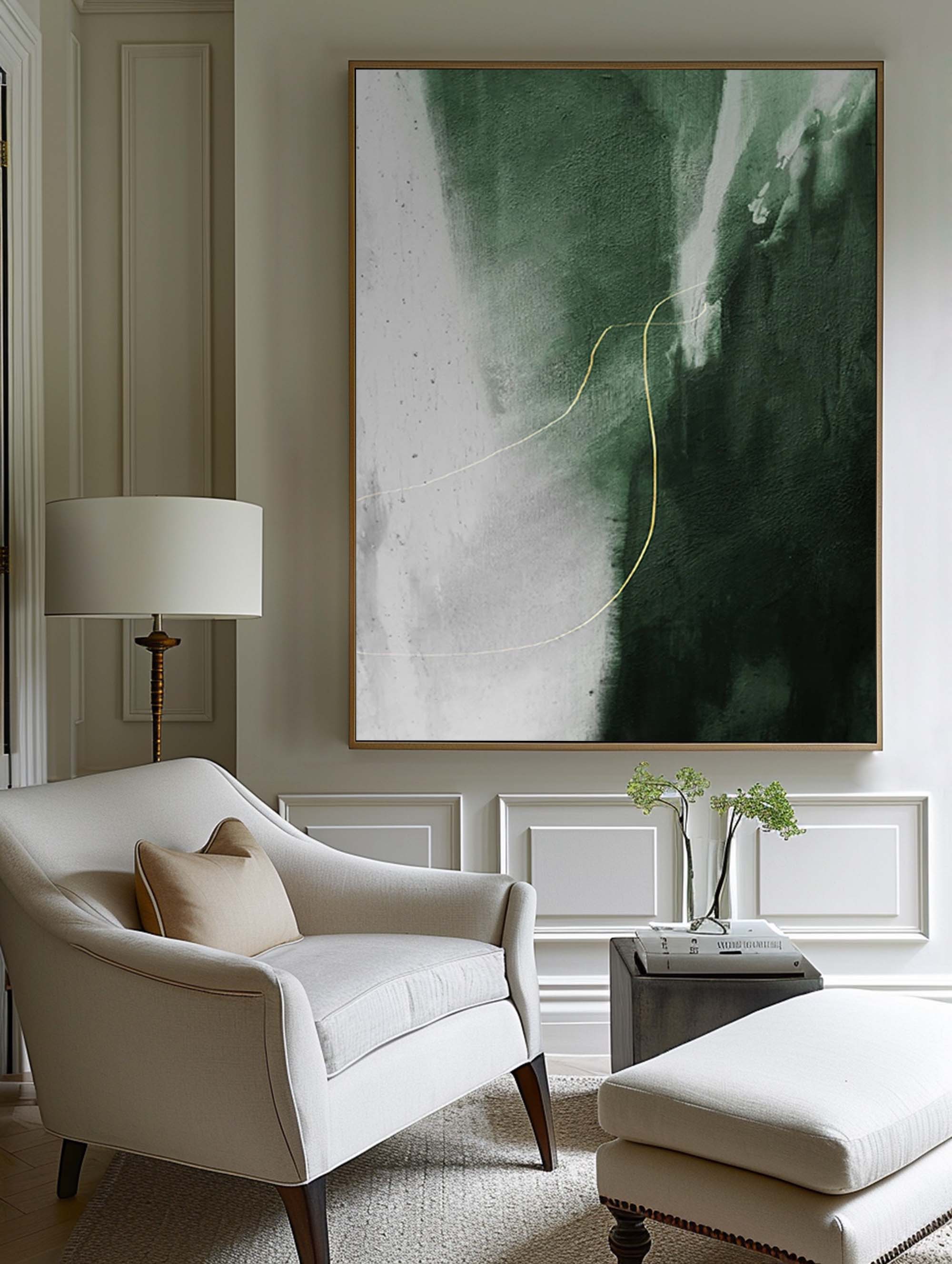 Green And Gold Abstract Painting