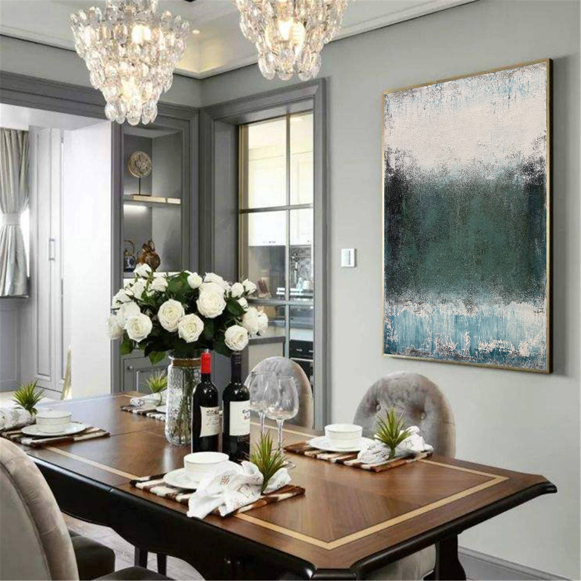 Green Abstract Landscape Painting