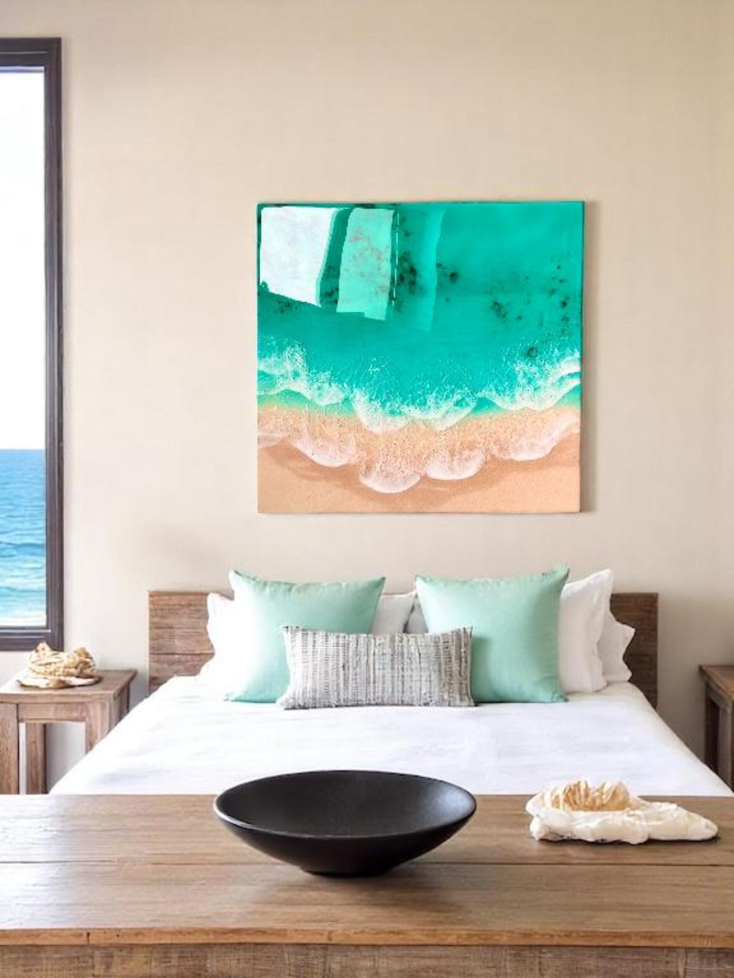 Resin painting "Dreaming of summer", ocean resin art