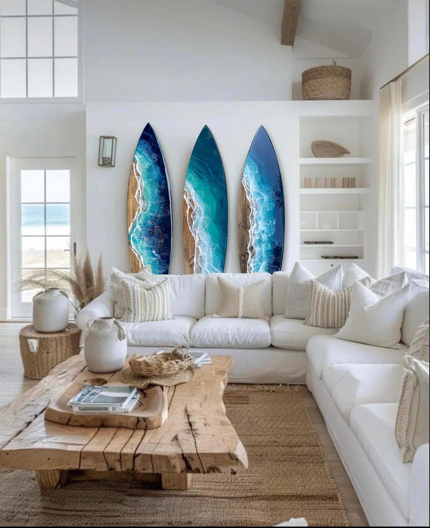 Ocean Surfboard with Waterfall Edge, surfboard wall art