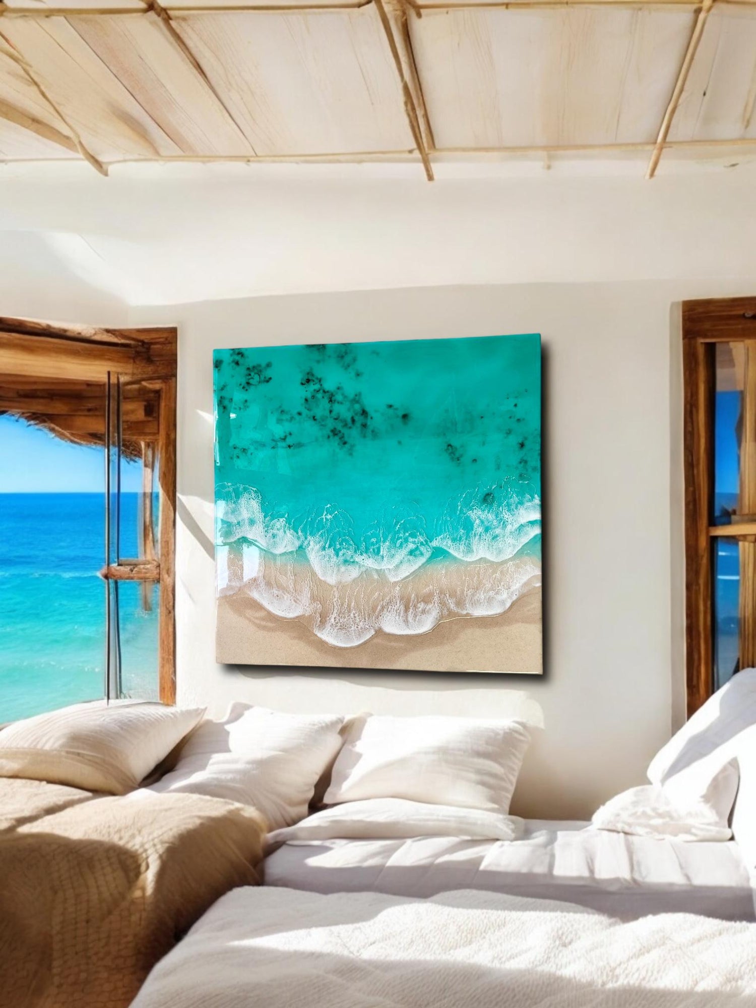 Resin painting "Dreaming of summer", ocean resin art