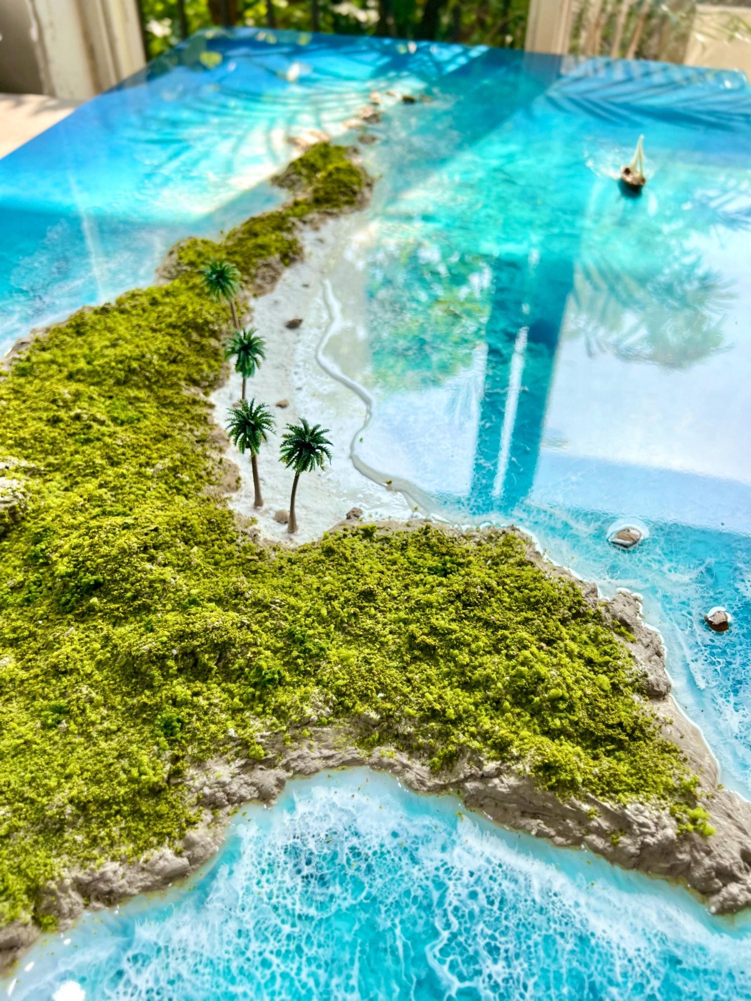 3D Ocean Resin Art: Handmade Island Landscape Decor