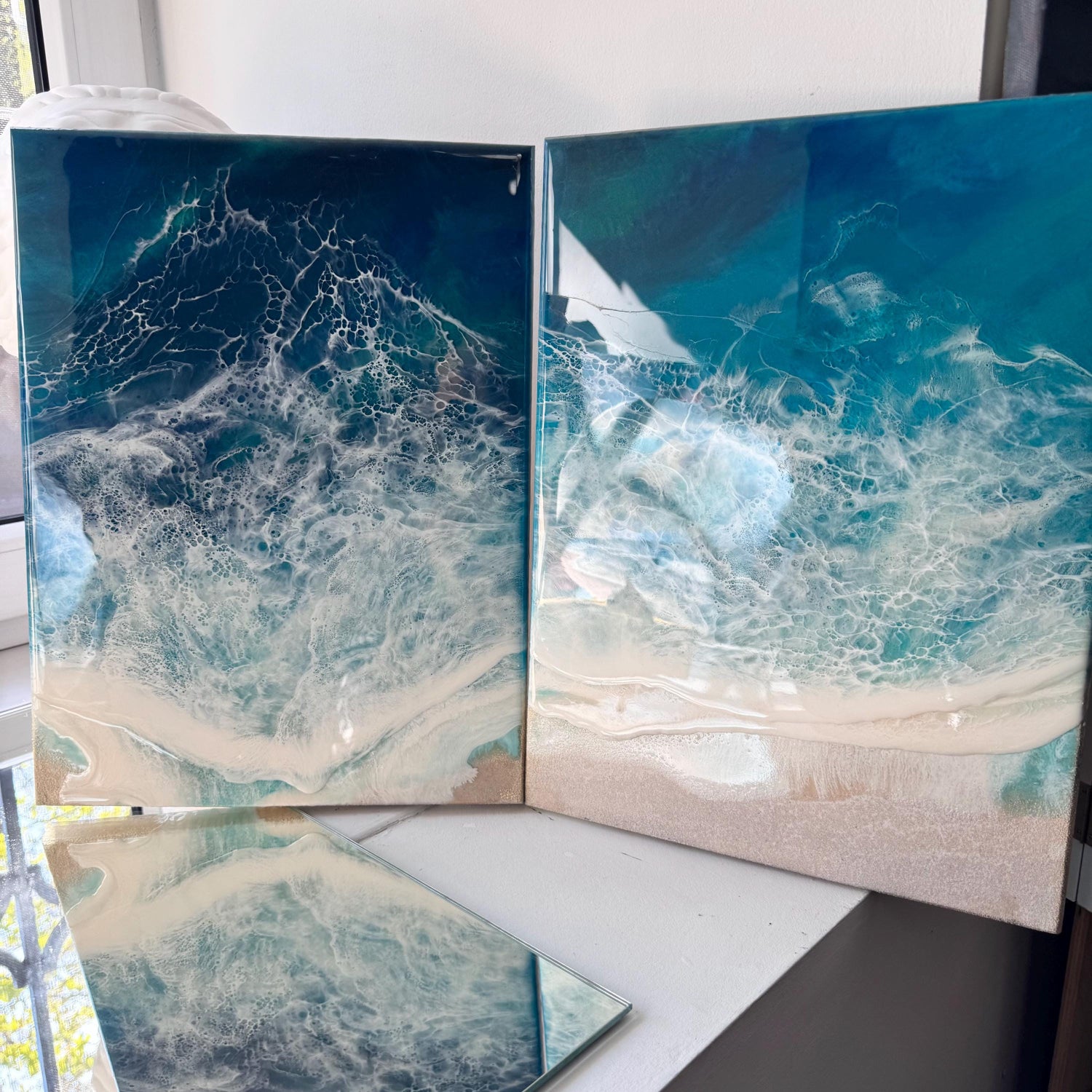 Resin Ocean Wall Art – 2 Piece Beach Painting