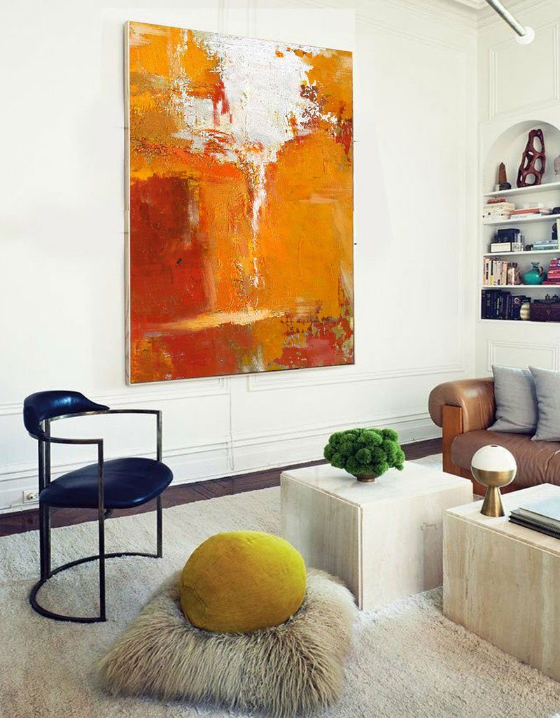 Deep Orange Abstract Painting