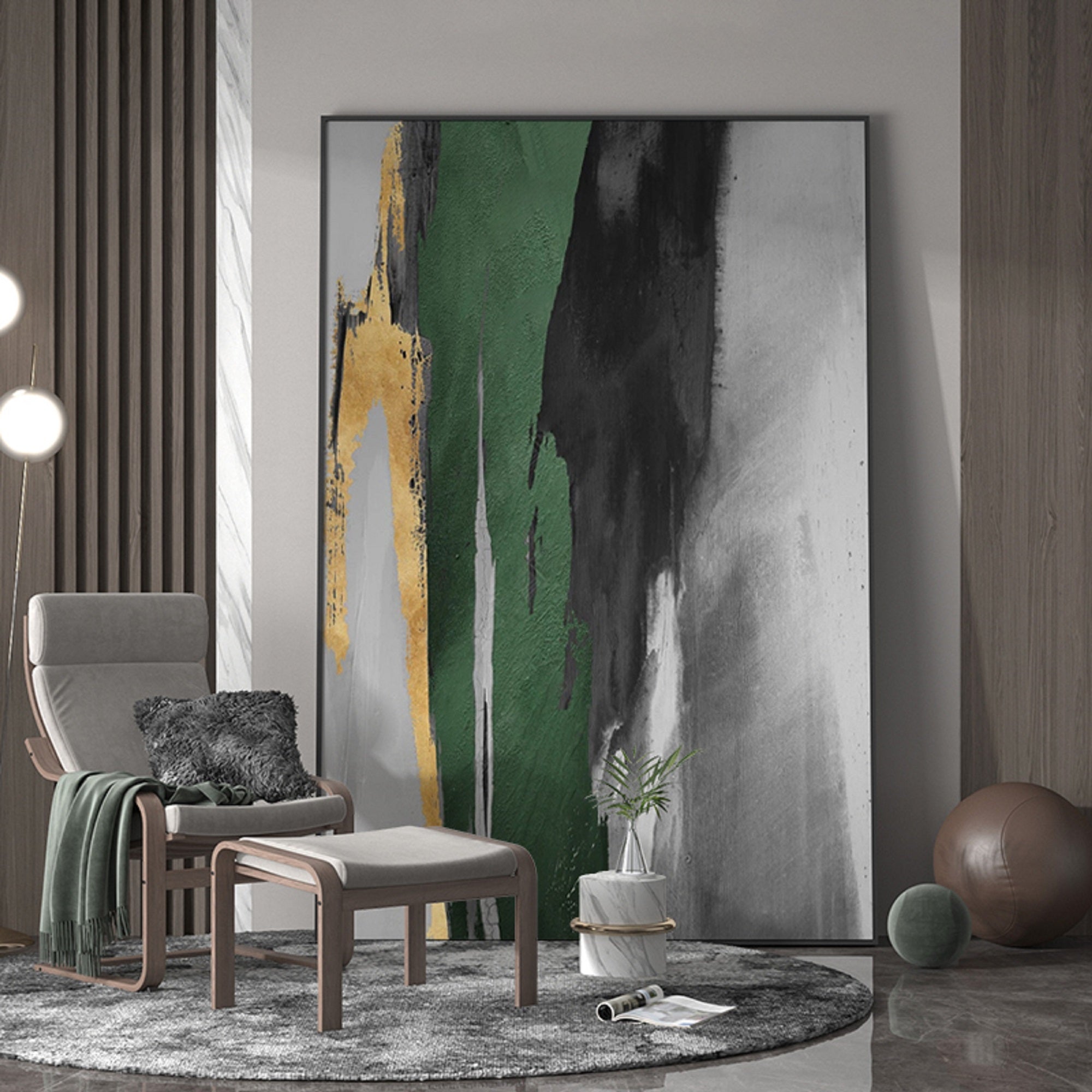 Green And Gold Abstract Painting