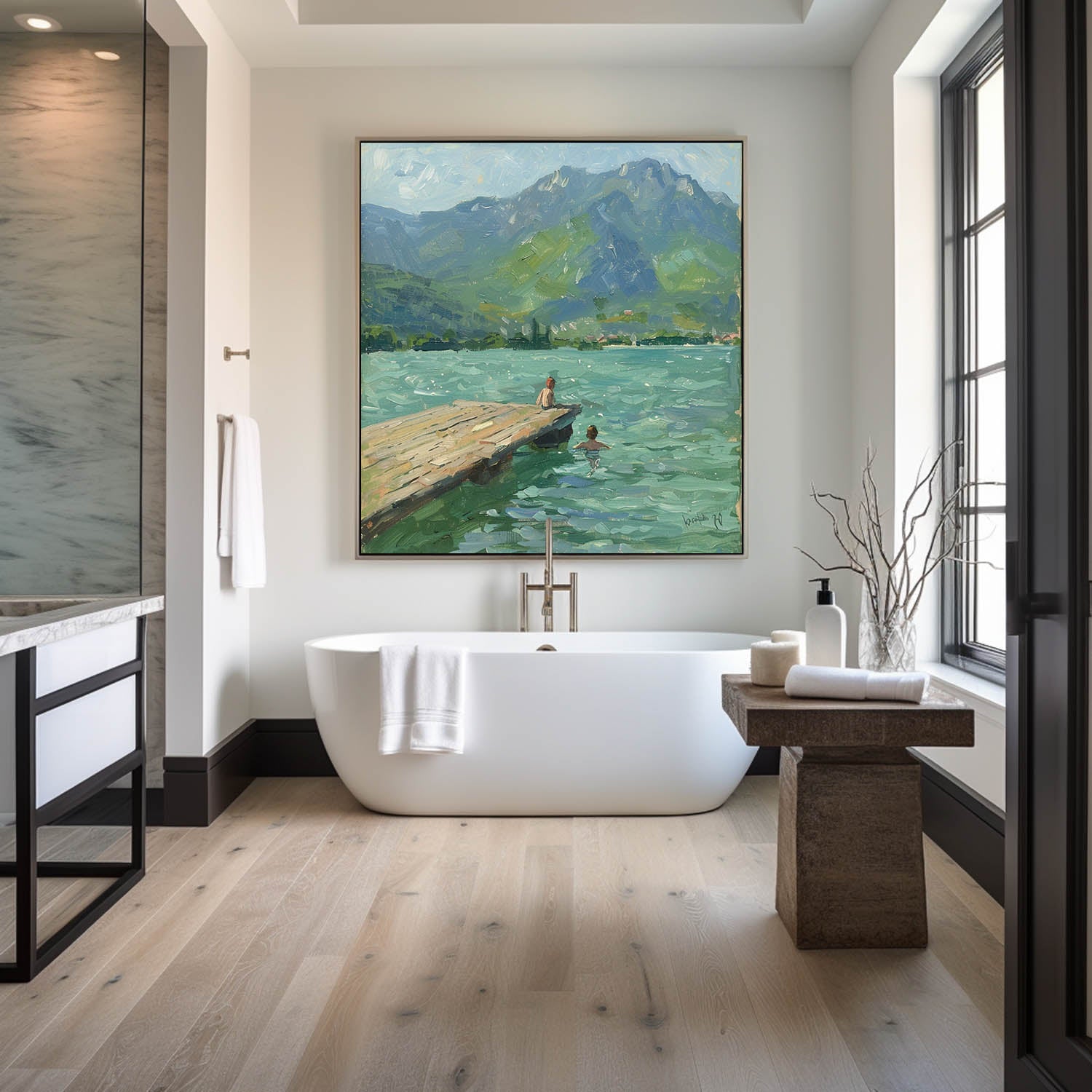 Abstract Lake Art Painting